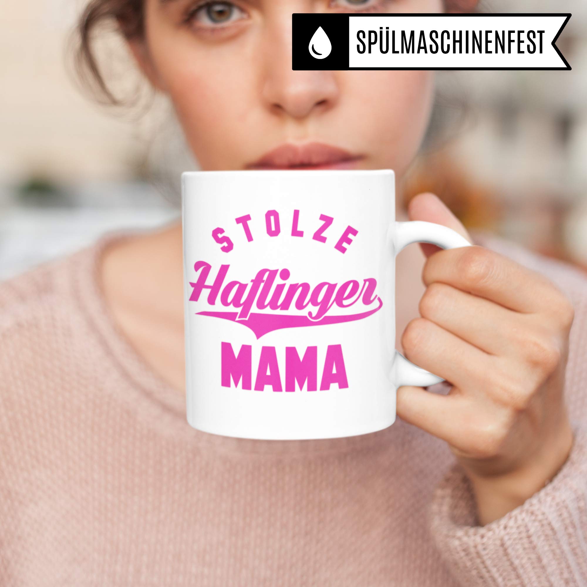 Pagma Druck Haflinger Tasse Geschenk, Reiterin Spruch Becher Pferd Geschenkidee Mädchen, Kaffeetasse Haflingerpferd Rasse Reiten (Weiß/Weiß)