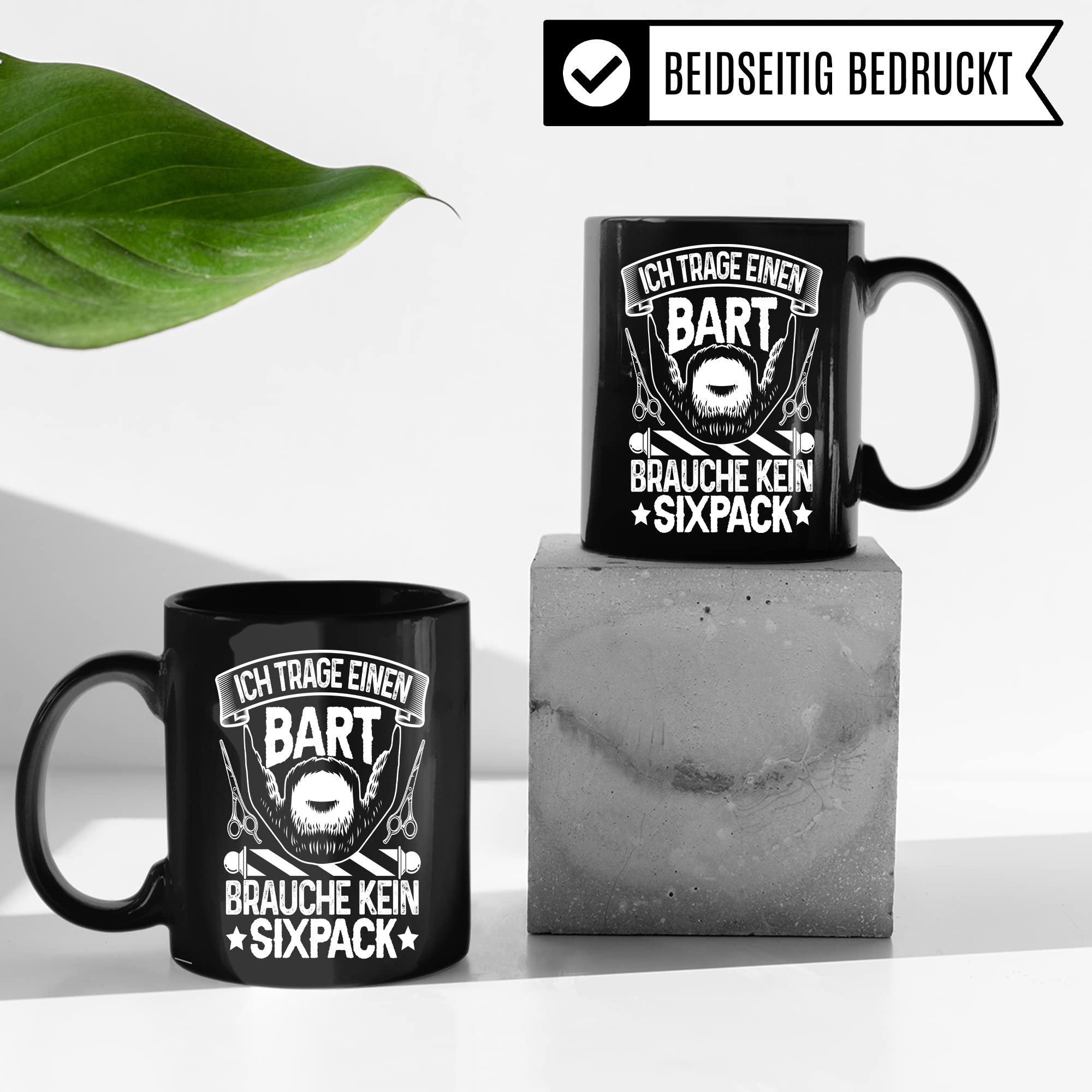 Bartträger Tasse, Ich trage einen Bart - brauche kein Sixpack, Bart Geschenkidee, lustiger Spruch Mann mit Bart, Geschenk Kollegen Freund Kumpel Kaffee-Becher