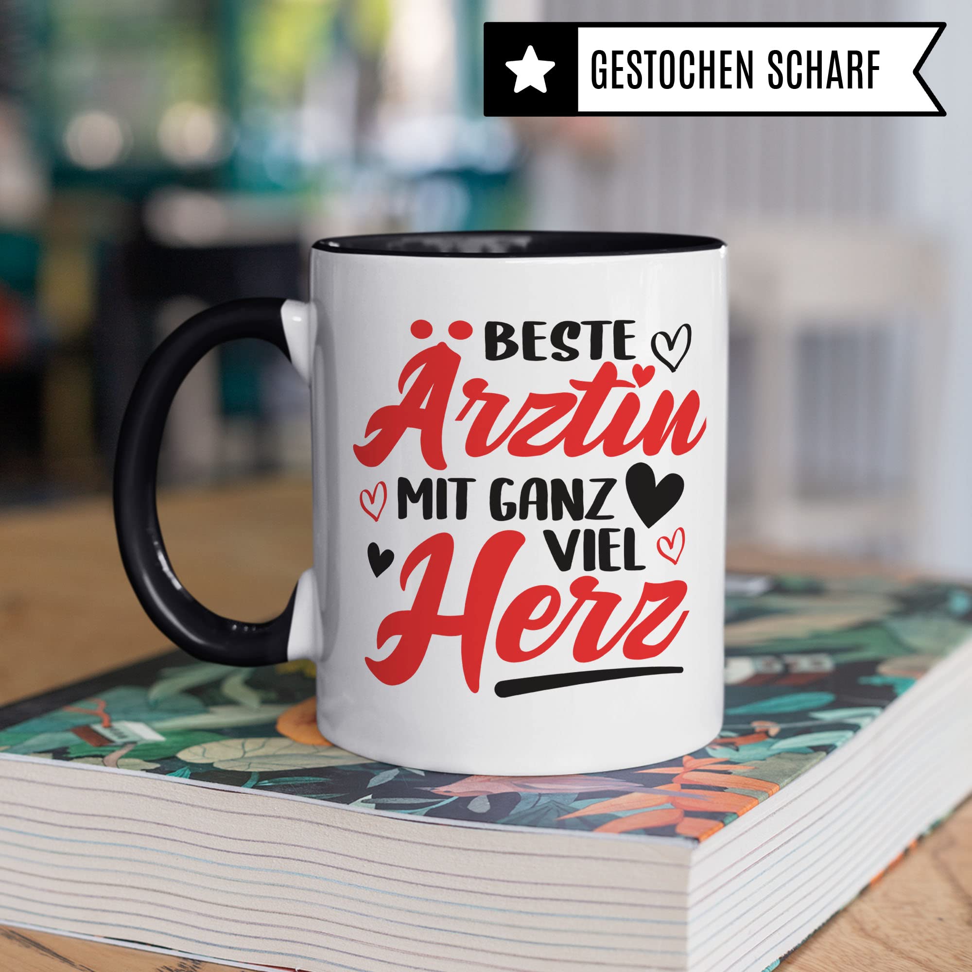 Ärztin Tasse, Beste Ärztin mit ganz viel Herz, Ärztin Geschenk Dankeschön Promotion Tasse schöner Spruch schönes Motiv Kaffeetasse Arzt Beruf, Geschenk für die besten Ärztin