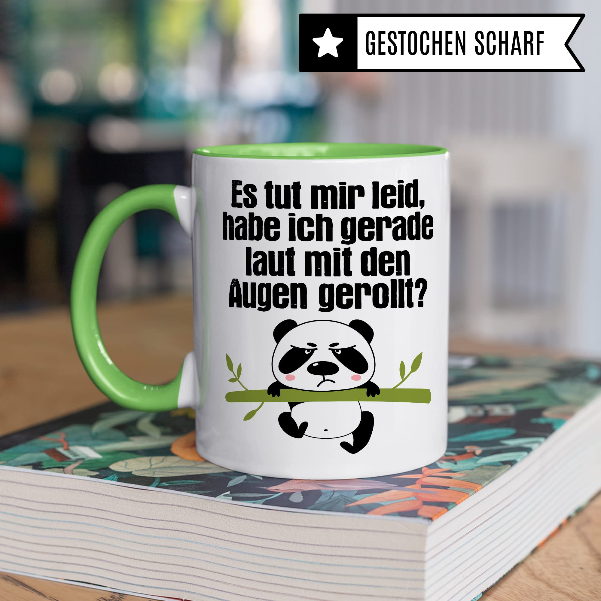 Tasse witzig Lustig Kaffeetasse Tasse fürs Büro Panda Tasse Augen rollen Spruch Kaffee-Becher Tassen Sprüche Witz Cool Kollegin Geschenk Geschenkidee