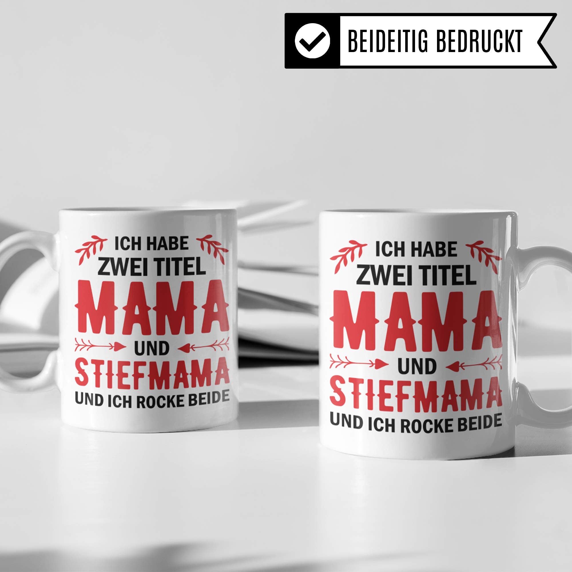 Pagma Druck Tasse Stiefmutter Geschenk, Stiefmama Spruch Becher Geschenkidee, Kaffeetasse Bonus Mama (Weiß/Weiß)