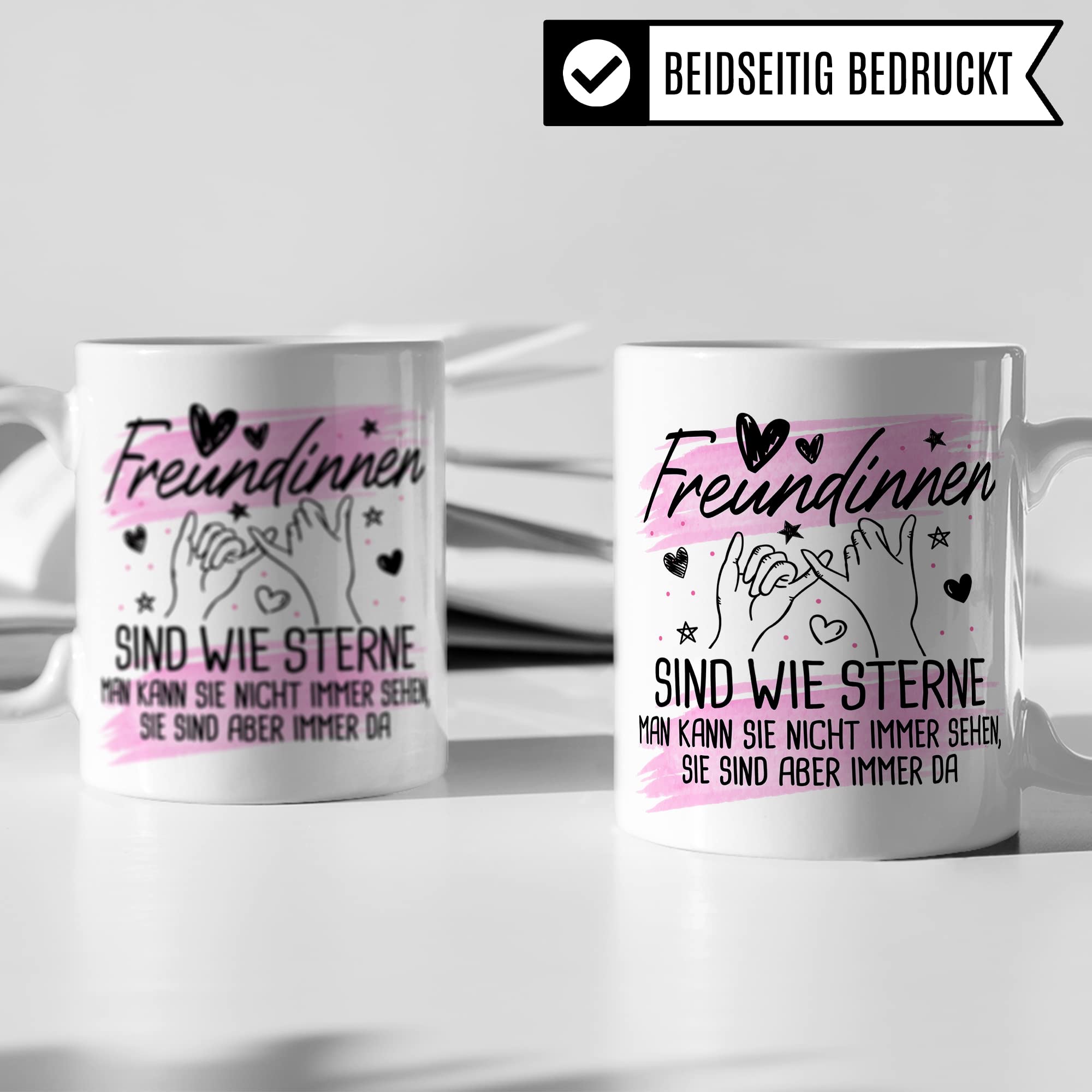 Freundin Tasse Freundinnen Kaffeetasse Freundschaft Kaffee-Becher Frauen Beste Freundin Geschenk-Idee Sterne immer da