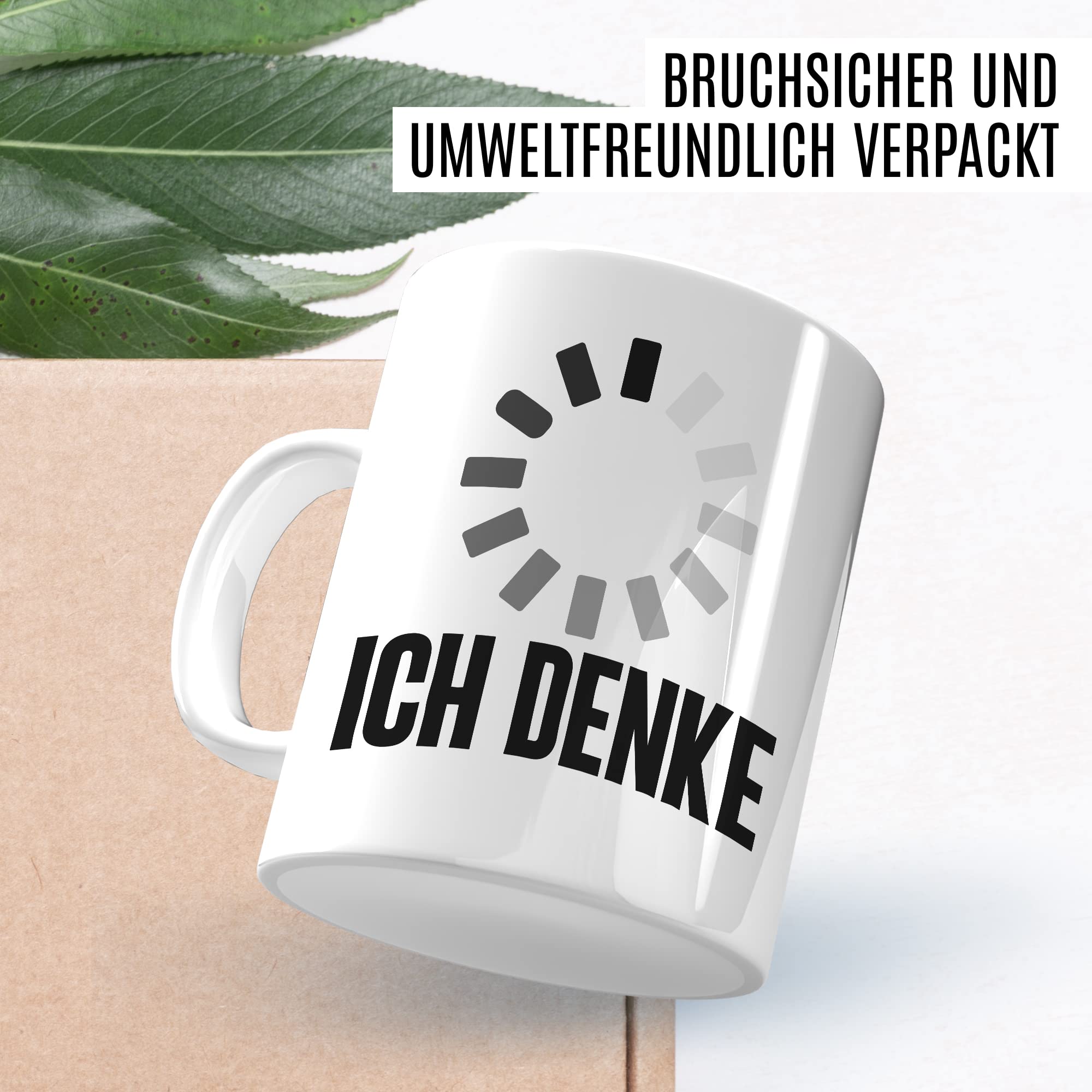 Tasse lustig Geschenk, Ich denke Geschenkidee Büro Witz Kaffee-Becher Kaffetasse Tasse mit Spruch lustig denken Humor Teetasse Witztasse Ladezeichen Motivtasse