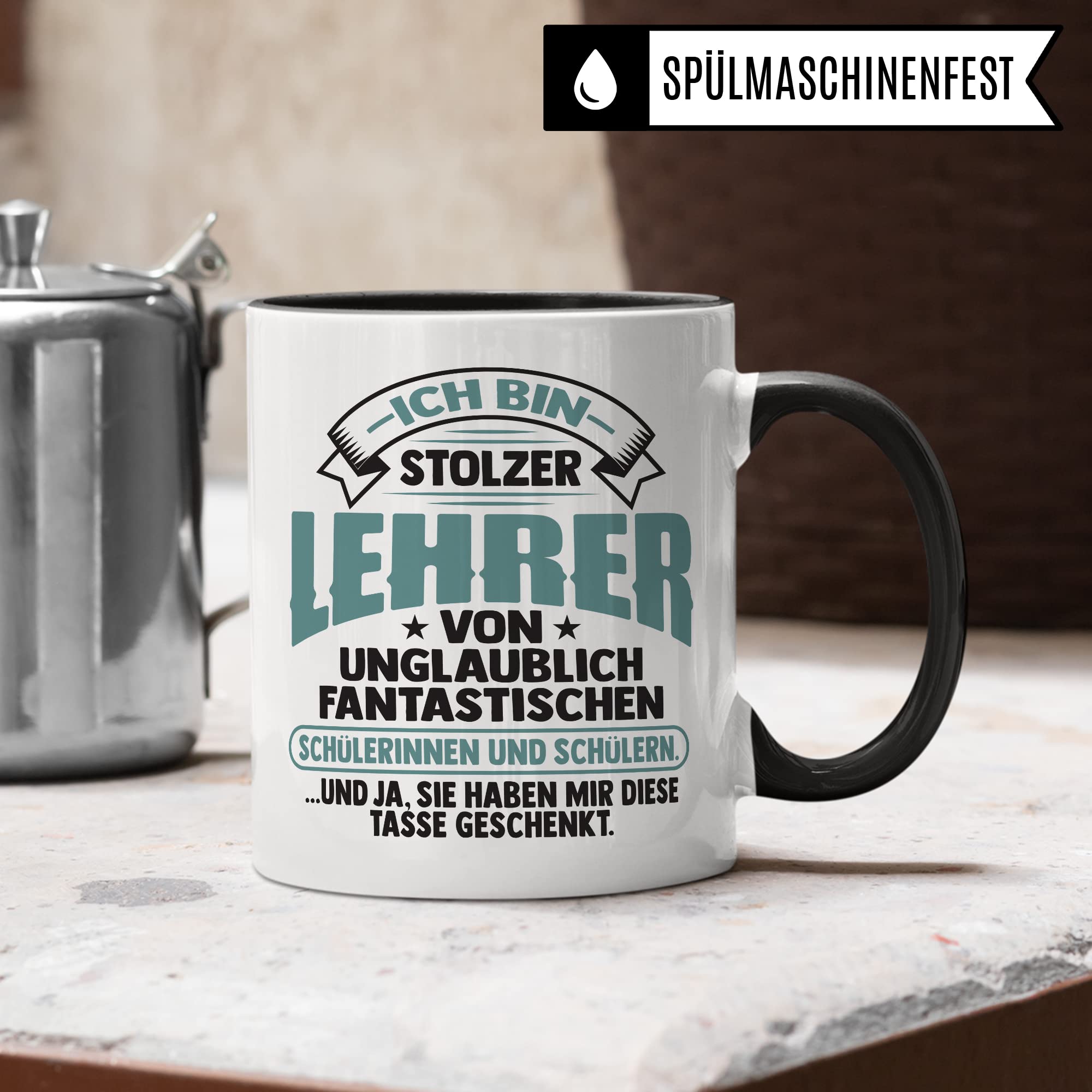 Lehrer Tasse mit Spruch personalisiert Geschenkidee für Lehrerinnen personalisierbar mit Name Abschied Abschiedsgeschenk Kaffee-Becher