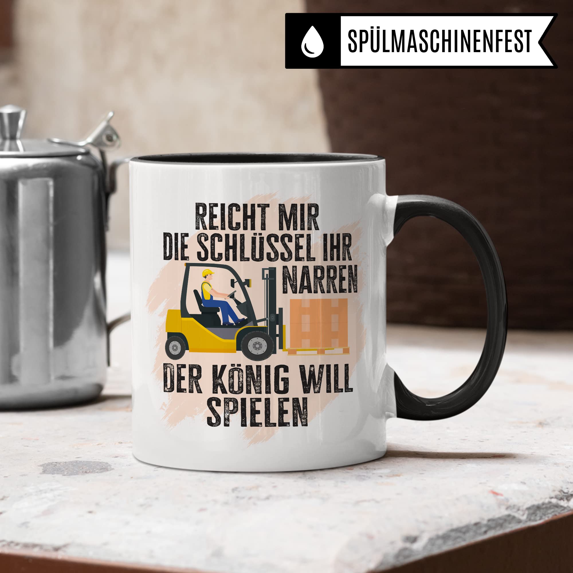 Tasse Staplerfahrer mit Spruch lustig Lagerist Geschenk Gabelstaplerfahrer Kaffee-Tasse böser Humor Kaffeebecher Lagerarbeiter Lagerlogistiker Geschenkidee