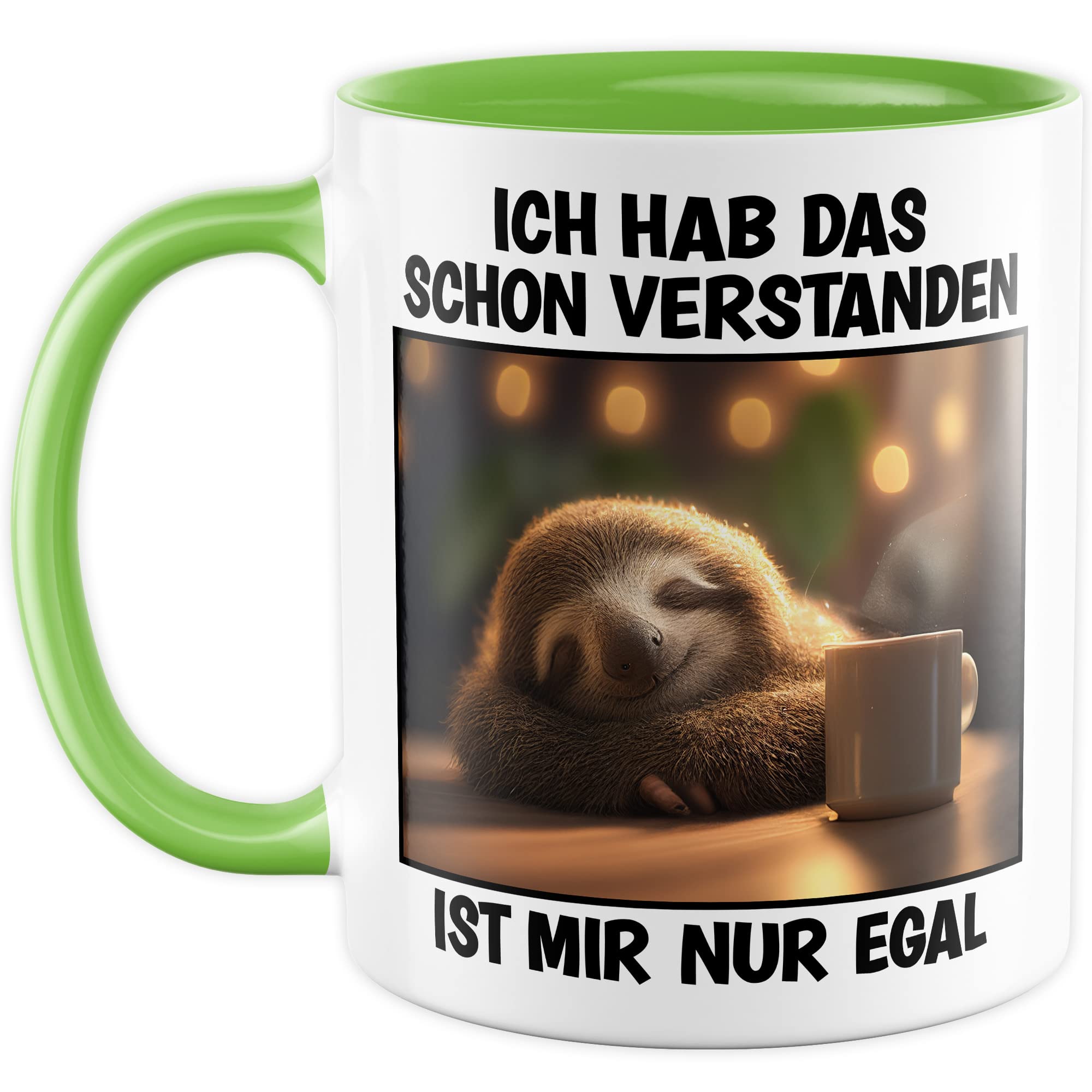 Faultier Tasse Ist mir Egal Geschenk Humor Kaffeetasse mit lustigen Spruch Büro Kaffeebecher Kollegin Geschenkidee Optimisten Teetasse