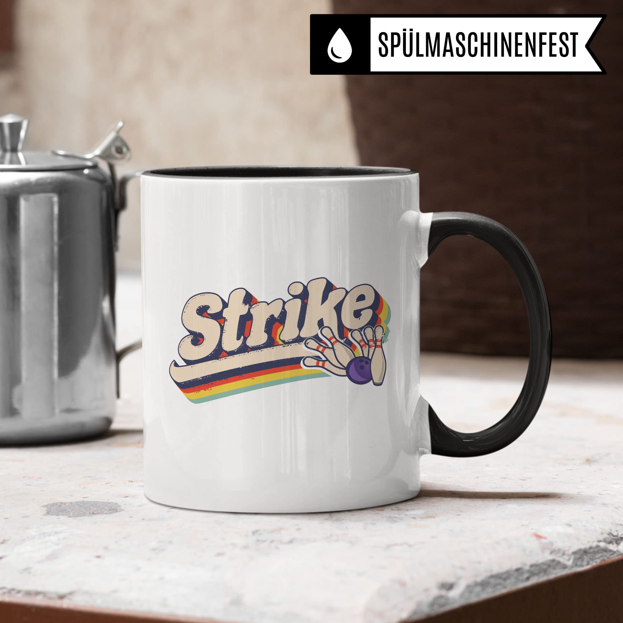 Bowling Tasse Geschenkidee Kaffeetasse Geschenk für Bowler Kaffeebecher Strike Becher