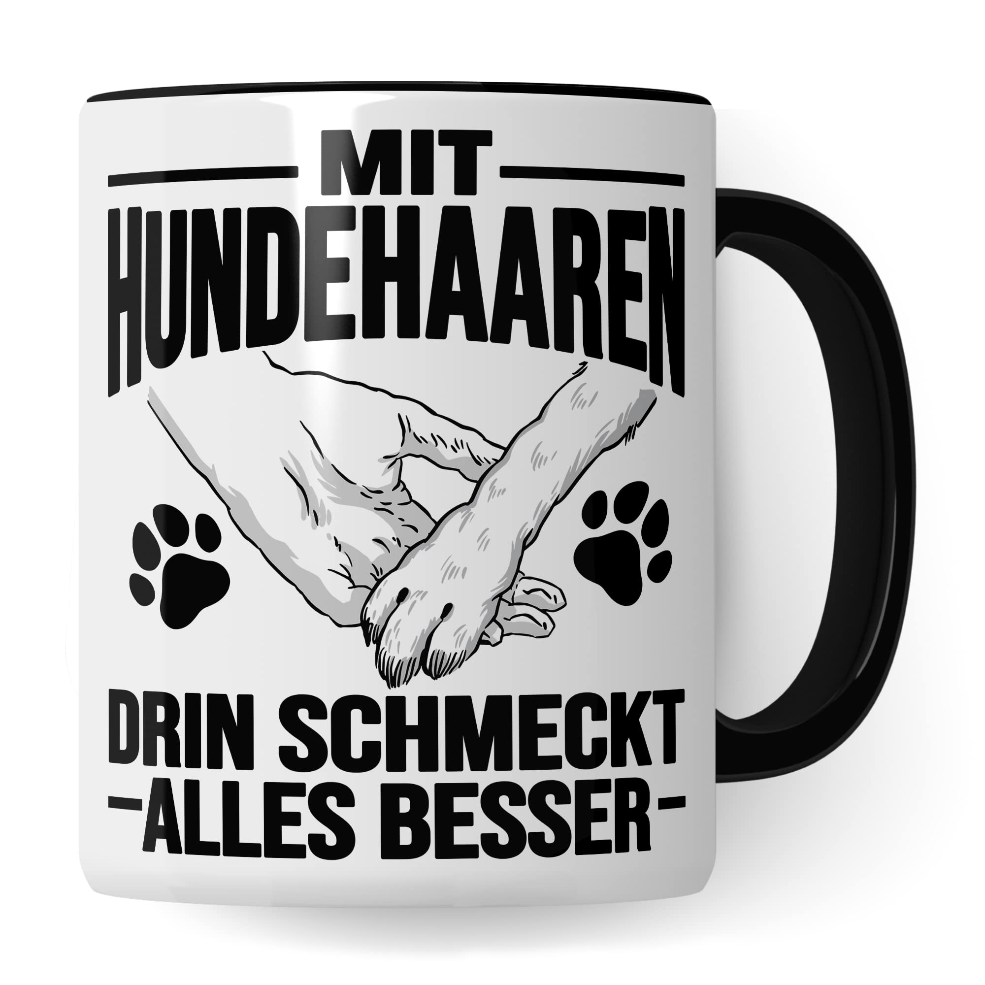 Hunde Tasse Geschenk, Mit Hundehaaren drin schmeckt alles besser Geschenkidee Hundebesitzer Kaffee-Becher Kaffeetasse Teetasse Hundehalter Hund Tasse mit Spruch lustig