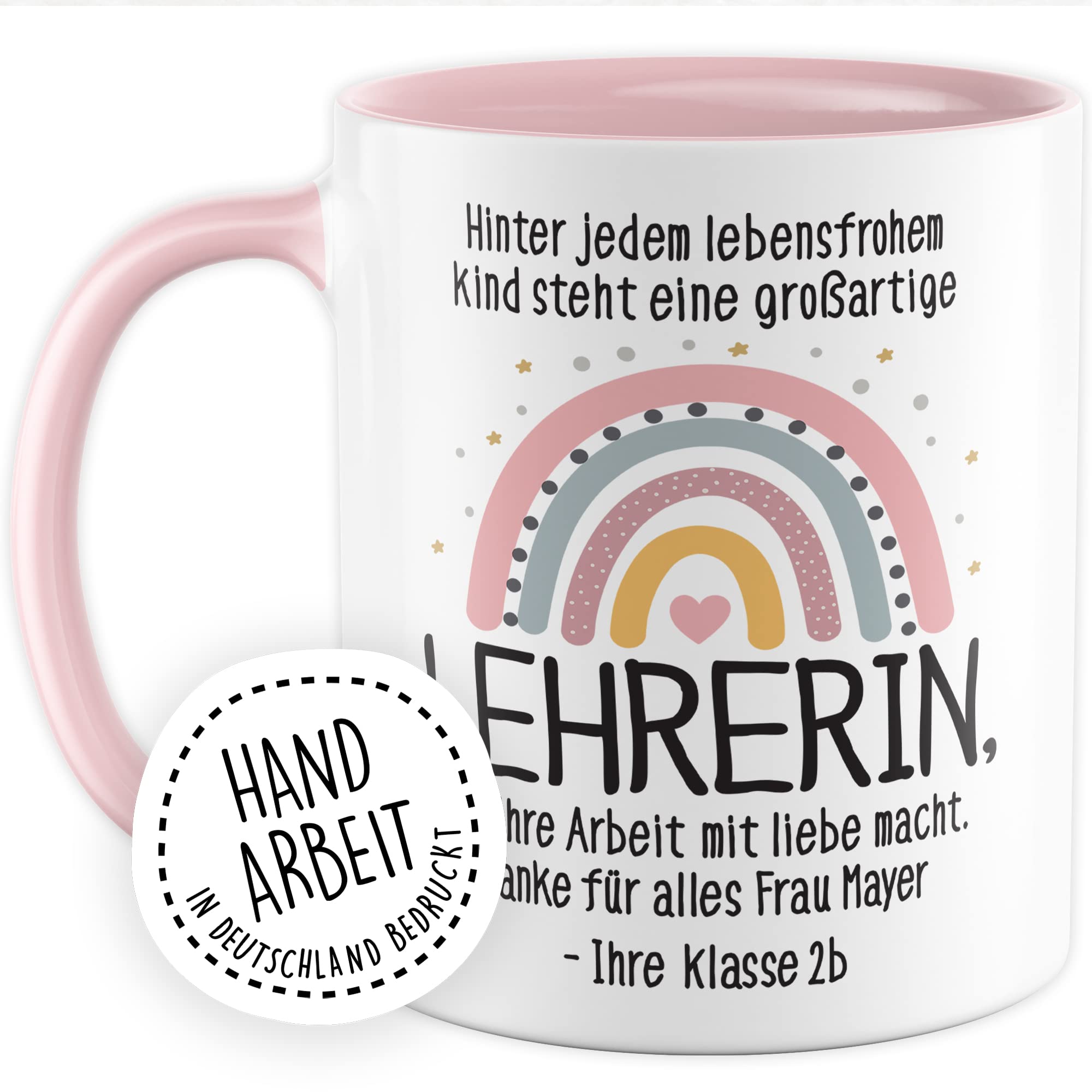 Lehrerin Tasse mit Spruch personalisiert Geschenkidee für Lehrerinnen personalisierbar mit Name Abschiedsgeschenk Abschied Kaffee-Becher