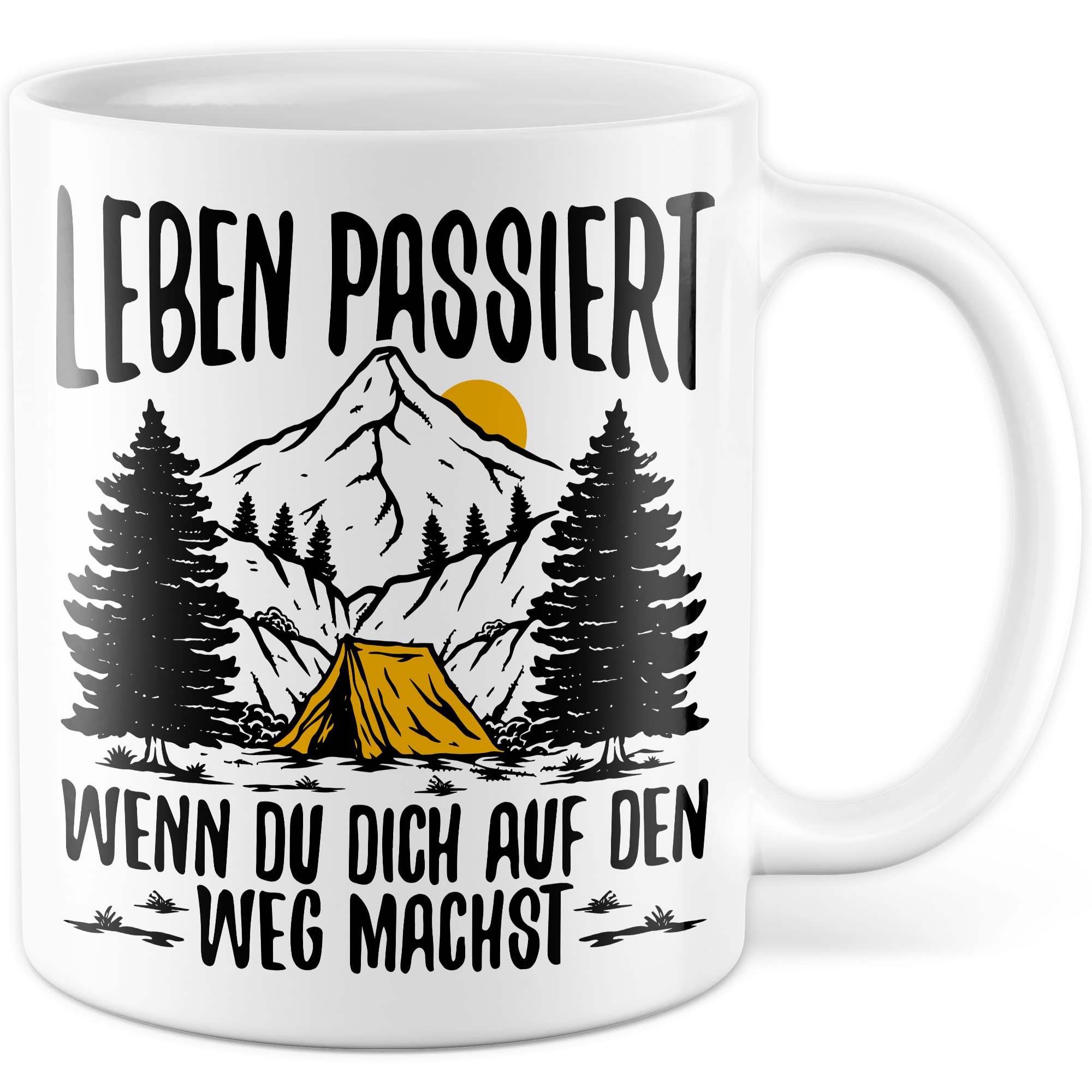 Reisen Tasse Wohnmobil Becher Roadtrip Kaffeetasse Camping Geschenk Urlaub Camper Kaffee-Becher Geschenkidee Outdoorfans Bagpacking Zelt Zelten Abenteuer Outdoor Spruch Weltreise