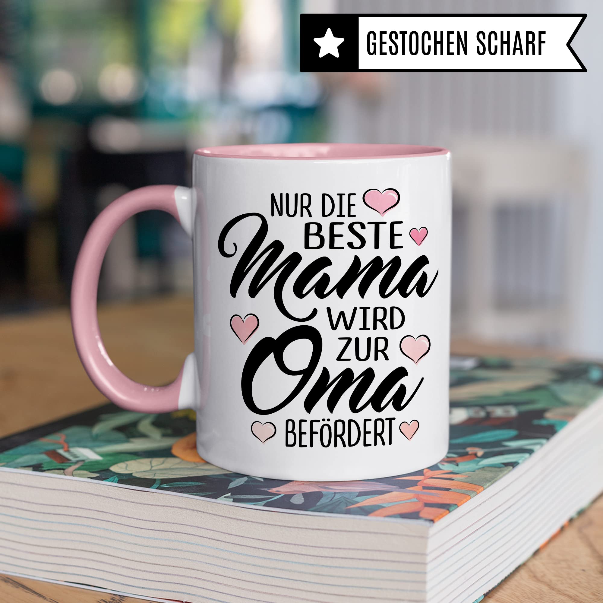 Oma Tasse mit Spruch, Nur die beste Mama wird zur Oma befördert, Geschenk Großmutter, Baby Ankündigung Reveal Geschenkidee Kaffeetasse Enkel