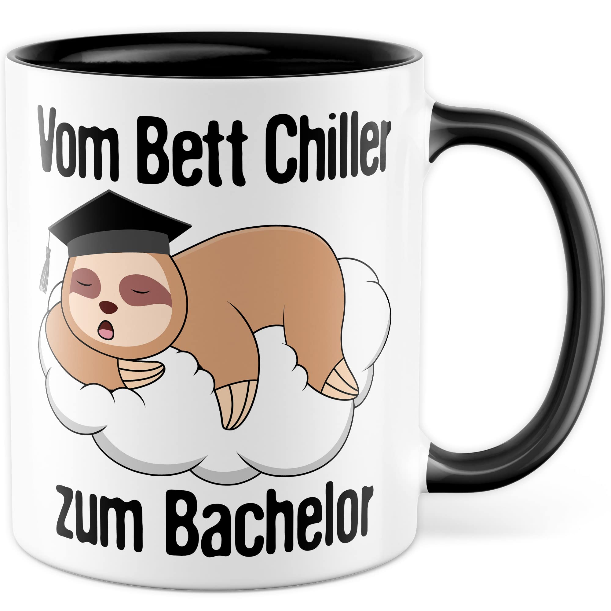 Bachelor Tasse Studenten Geschenk Humor Kaffeetasse mit lustigen Spruch Uni Kaffeebecher Studentin Geschenkidee Faultier Teetasse