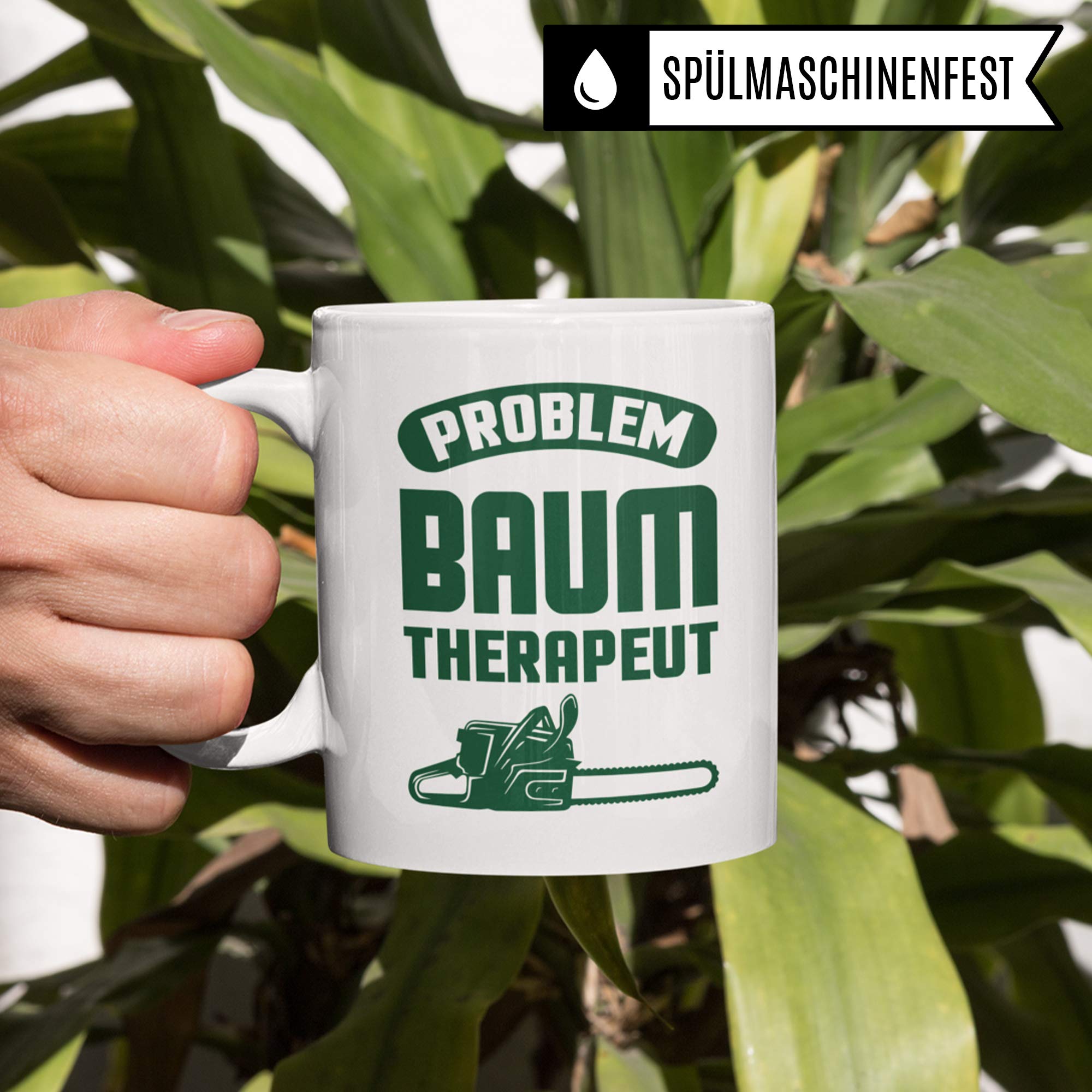 Pagma Druck Holzfäller Tasse, Kettensäge Waldarbeiter Geschenk für Förster Forstwirt Männer Kaffeebecher, Problem Baum Therapeut Spruch Wald Holz Becher Geschenkidee, Waldarbeiten Kaffeetasse