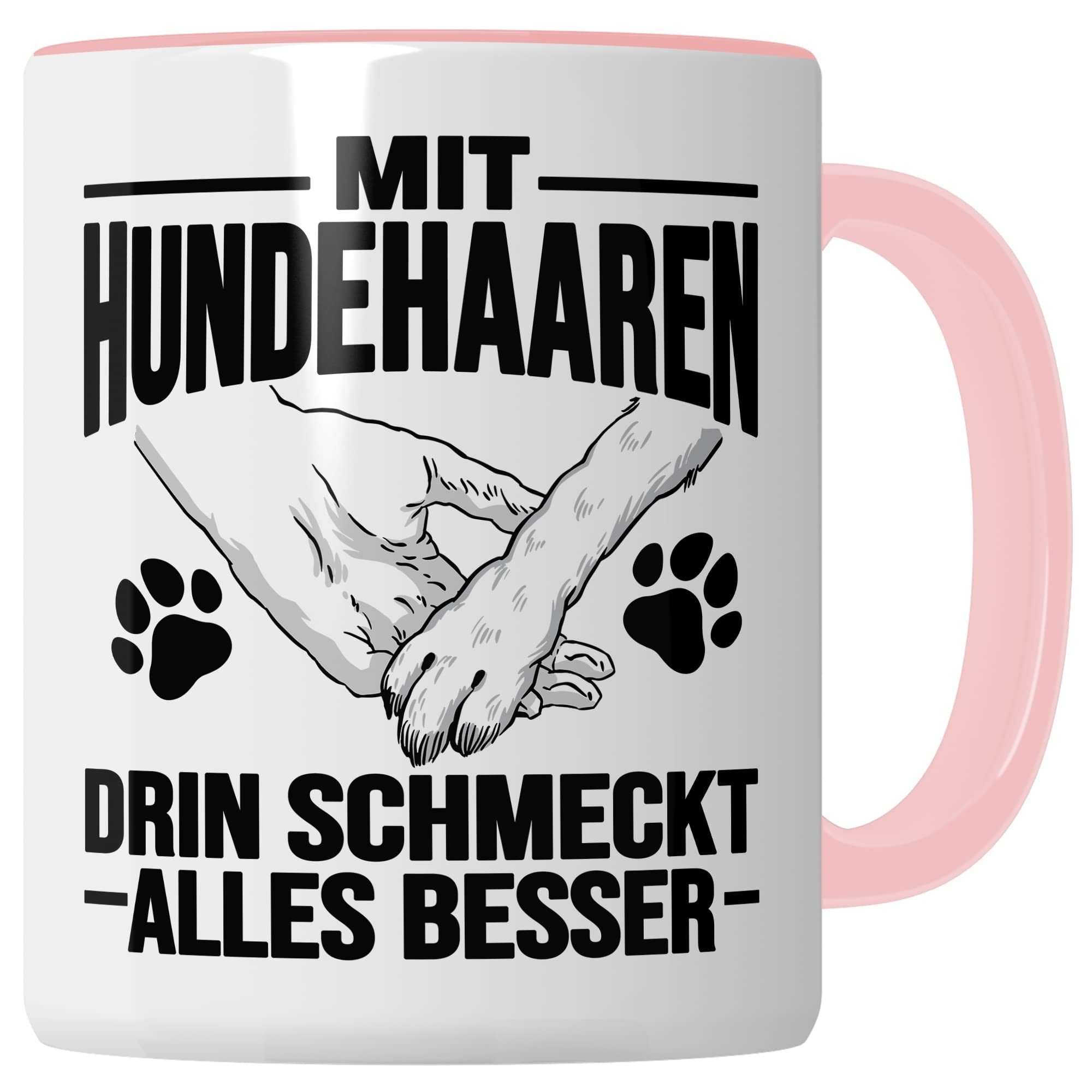 Hunde Tasse Geschenk, Mit Hundehaaren drin schmeckt alles besser Geschenkidee Hundebesitzer Kaffee-Becher Kaffeetasse Teetasse Hundehalter Hund Tasse mit Spruch lustig