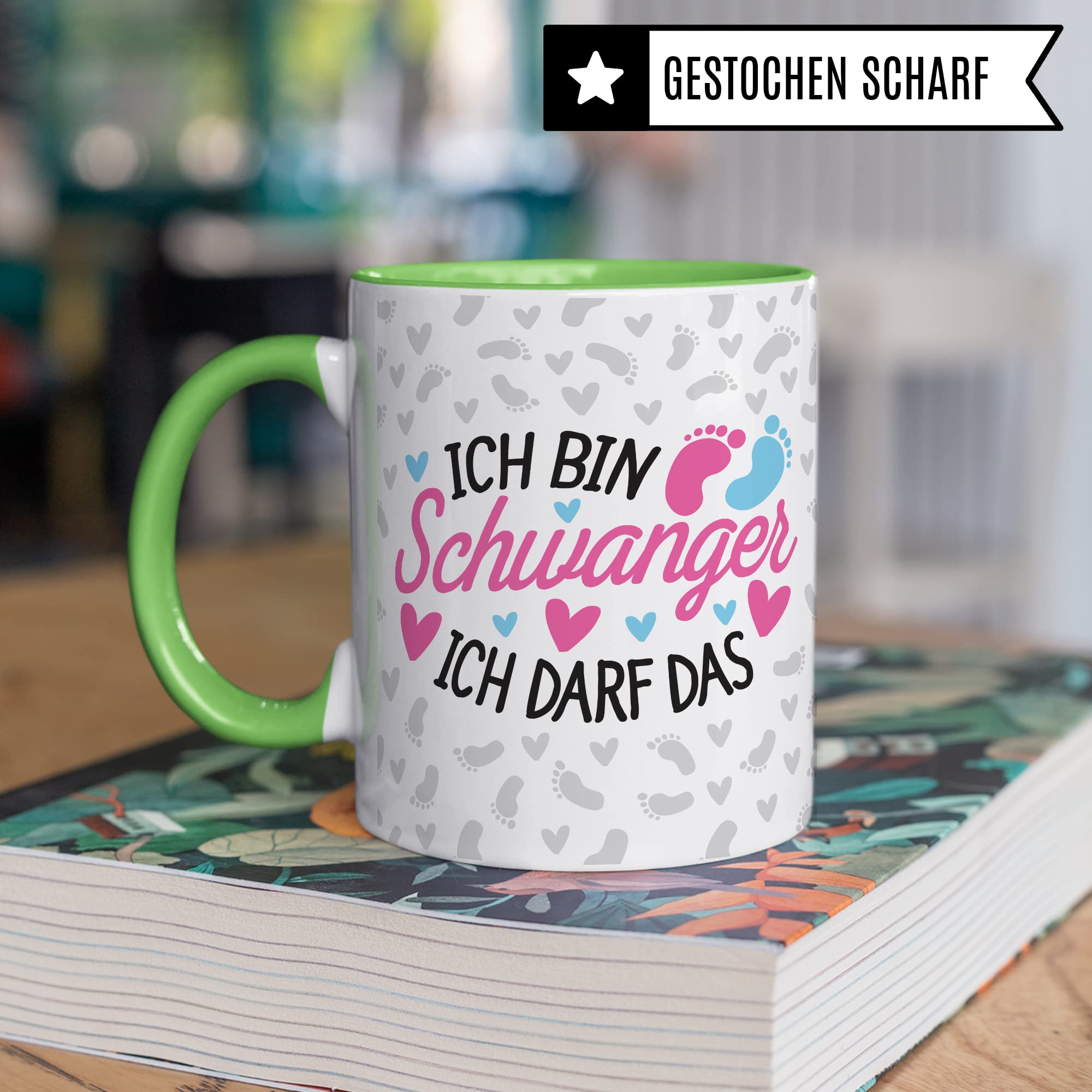 Schwangerschaft Tasse - Ich bin Schwanger Ich darf das - Geschenk für Schwangere schöner Spruch Geschenkidee werdende Mutter Kaffee-Becher