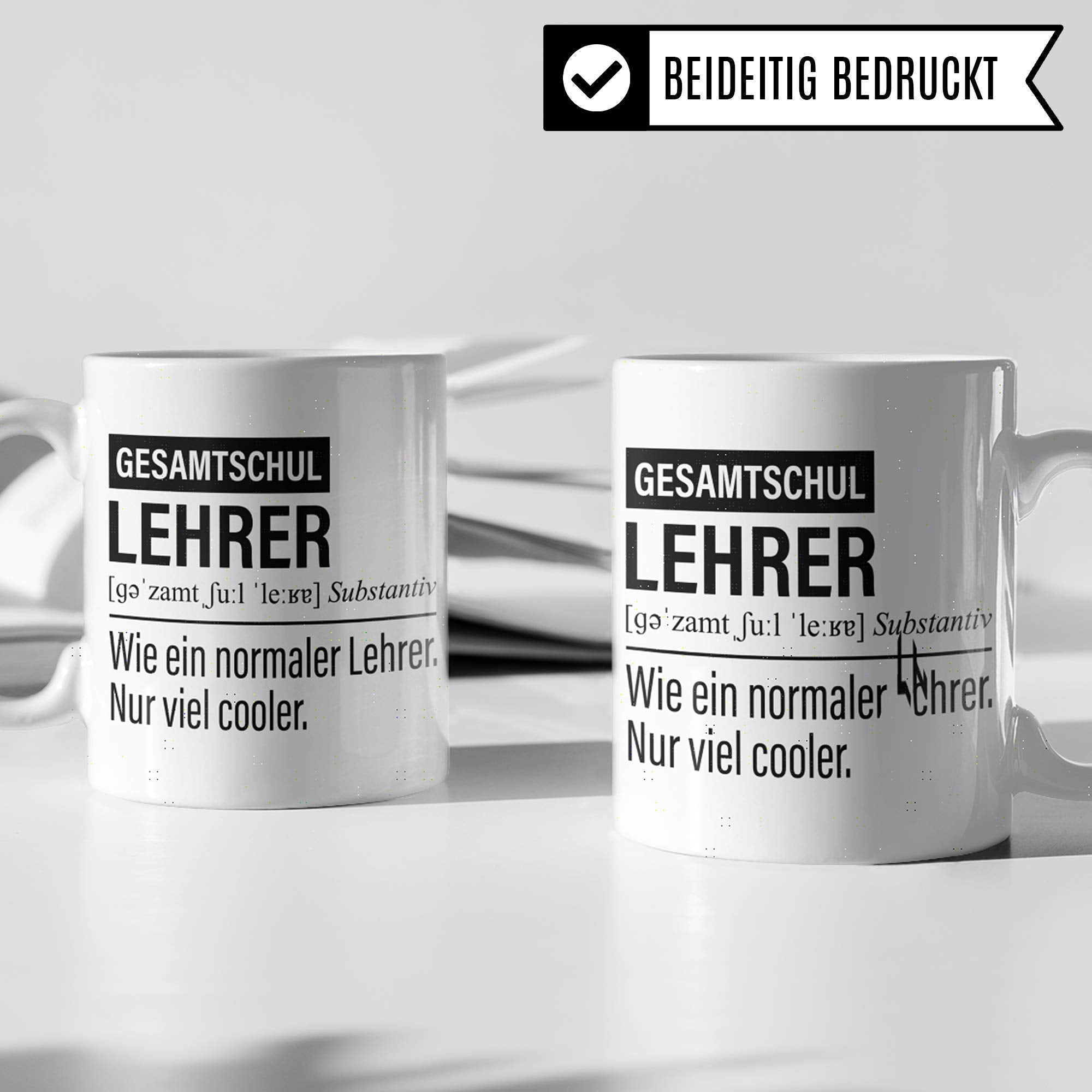 Gesamtschullehrer Tasse, Geschenk für Gesamtschule Lehrer, Kaffeetasse Geschenkidee Lehrer lustig, Kaffeebecher Lehramt Gesamtschule Unterricht Witz