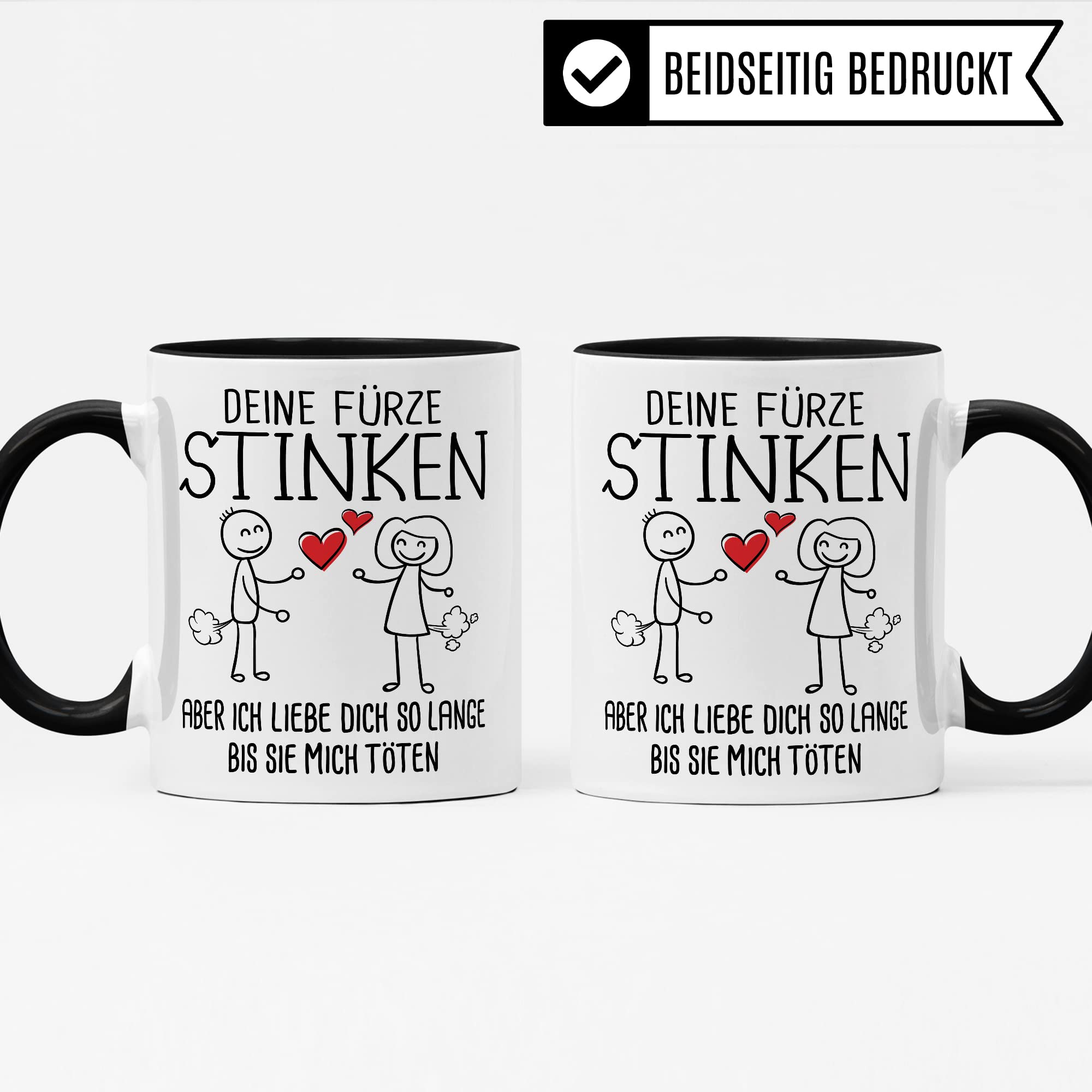 Tasse Fürze Geschenk, Deine Fürze stinken aber ich liebe dich solange bis sie mich töten Geschenkidee Ehemann Freund Partner Kaffee-Becher Kaffeetasse Tasse mit Spruch lustig