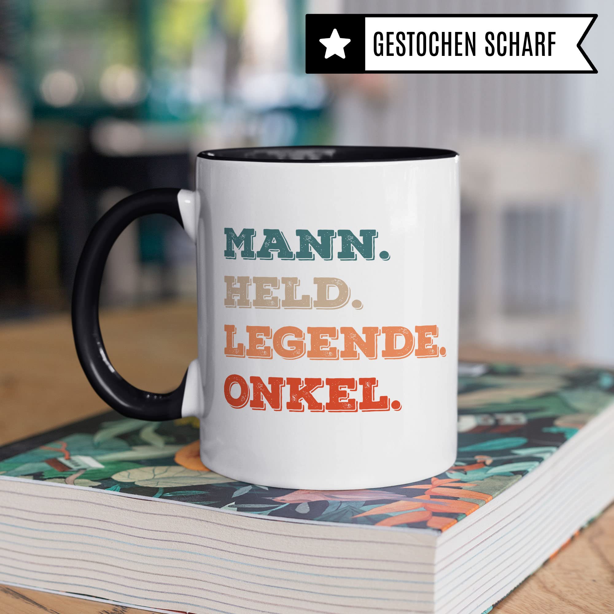 Onkel Tasse Geschenkidee Mann Kaffeetasse Humor Witz Geschenk für Patenonkel Kaffeebecher Held Familien Becher