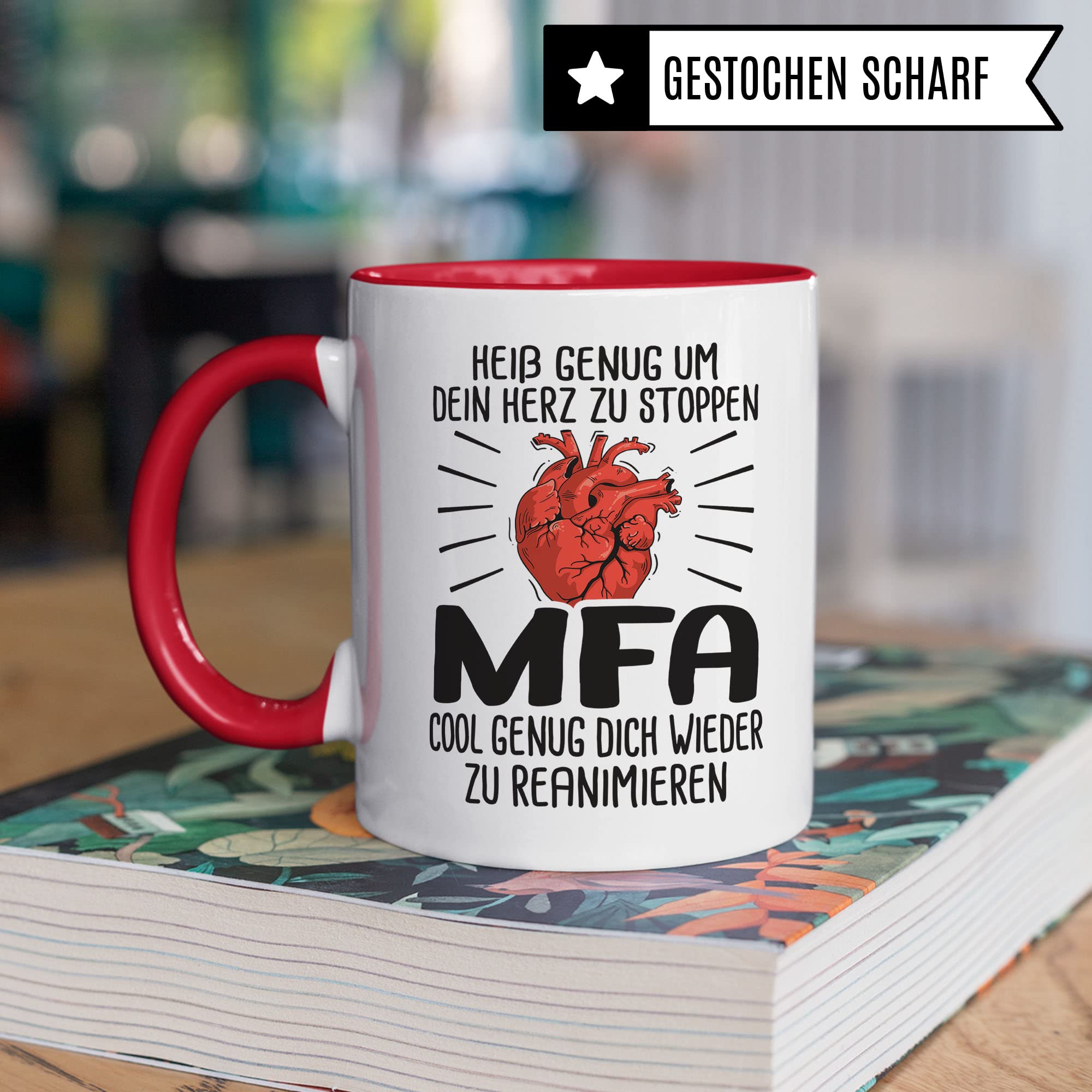 Tasse MFA, Heiß genug um dein Herz zu stoppen - MFA - Cool genug dich wieder zu reanimieren, Krankenschwester Geschenk, Arzthelfer Tasse Medizinische Fachangestellte Arzthelferin Krankenpfleger