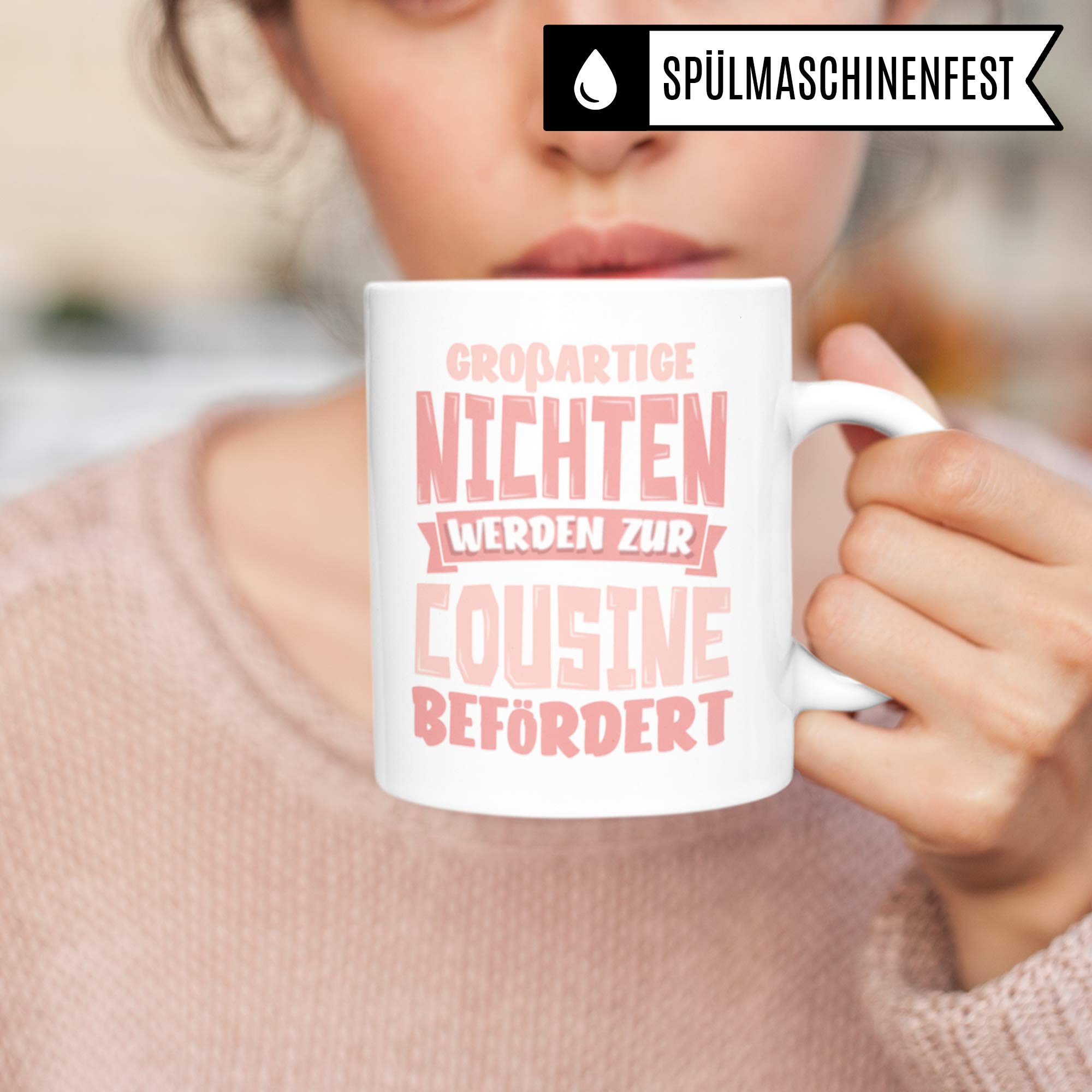 Pagma Druck Tasse Cousine, Becher Cousine Geschenk, Kaffeetasse Beste Cousine der Welt Geschenkideen, Familie Witz Kusine Kaffeebecher lustig