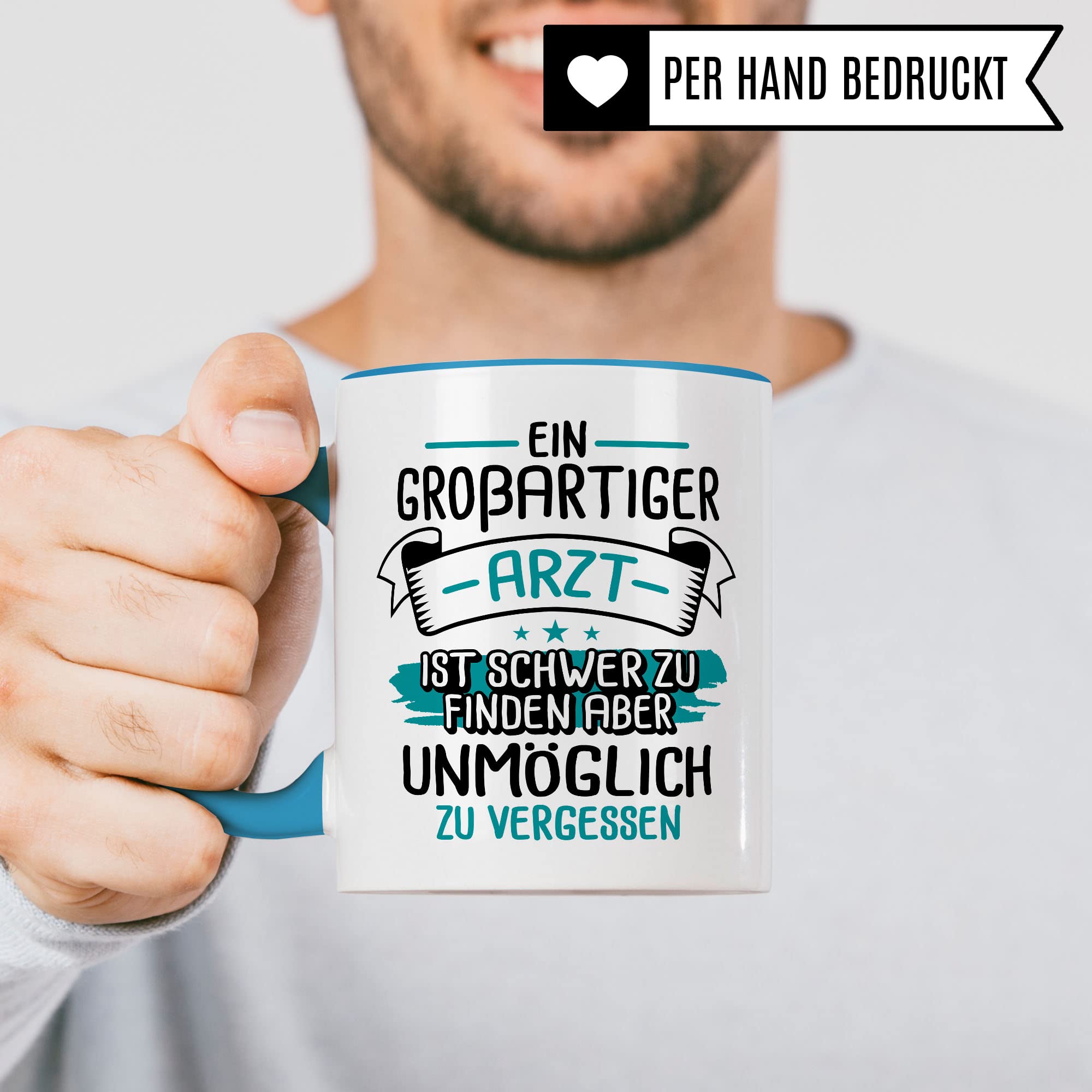 Arzt Tasse, Ein großartiger Arzt ist schwer zu finden aber unmöglich zu vergessen, Arzt Danke Geschenk, Dankeschön Tasse schöner Spruch Kaffeetasse Berufe Tasse