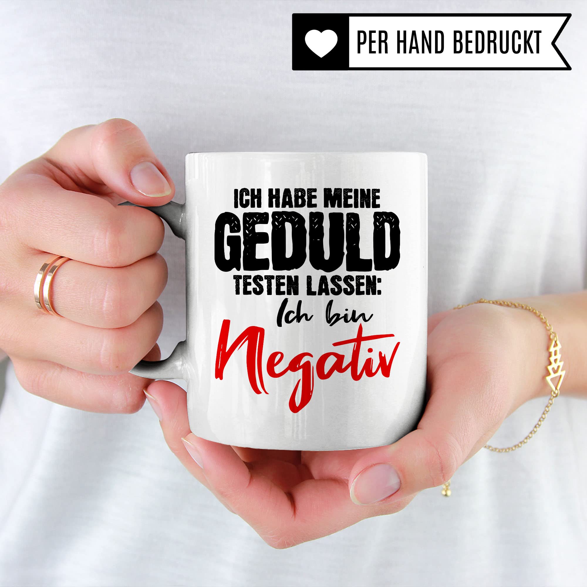 Tasse lustig: Ich habe meine Geduld testen lassen Ich bin negativ, Lustige Tasse mit Spruch, Geschenk Lehrer Kollegen Arbeiter Büro lustig, Tasse Sarkasmus sarkastische Spruch Tasse Witz