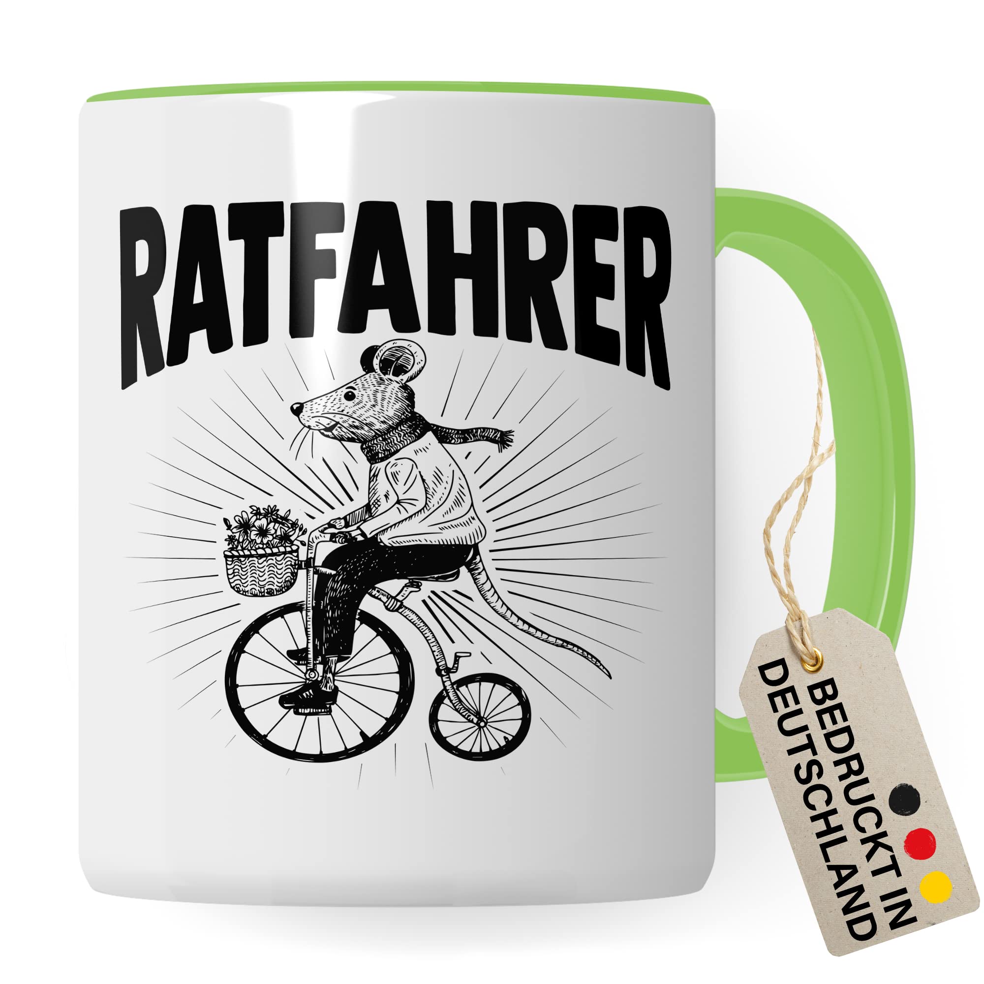 Ratfahrer Tasse Fahrrad Kaffeetasse Ratte Kaffee-becher Fahrradliebe Bike lustig Geschenk Fahrradfahren Geschenkidee Motiv Biker