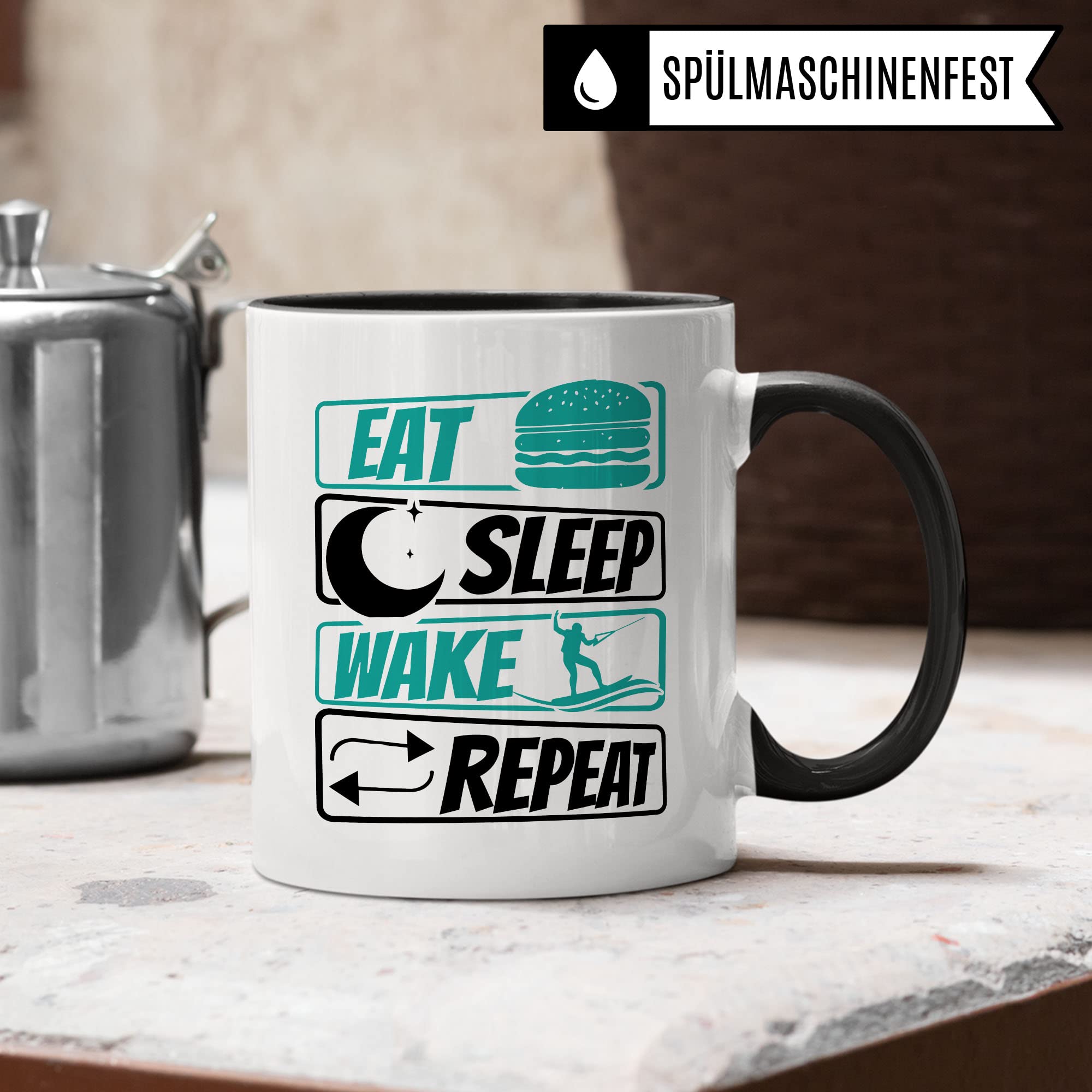 Wakeboard Tasse Geschenkidee Wake Kaffeetasse Geschenk für Wakeboarder Kaffeebecher Surf Becher