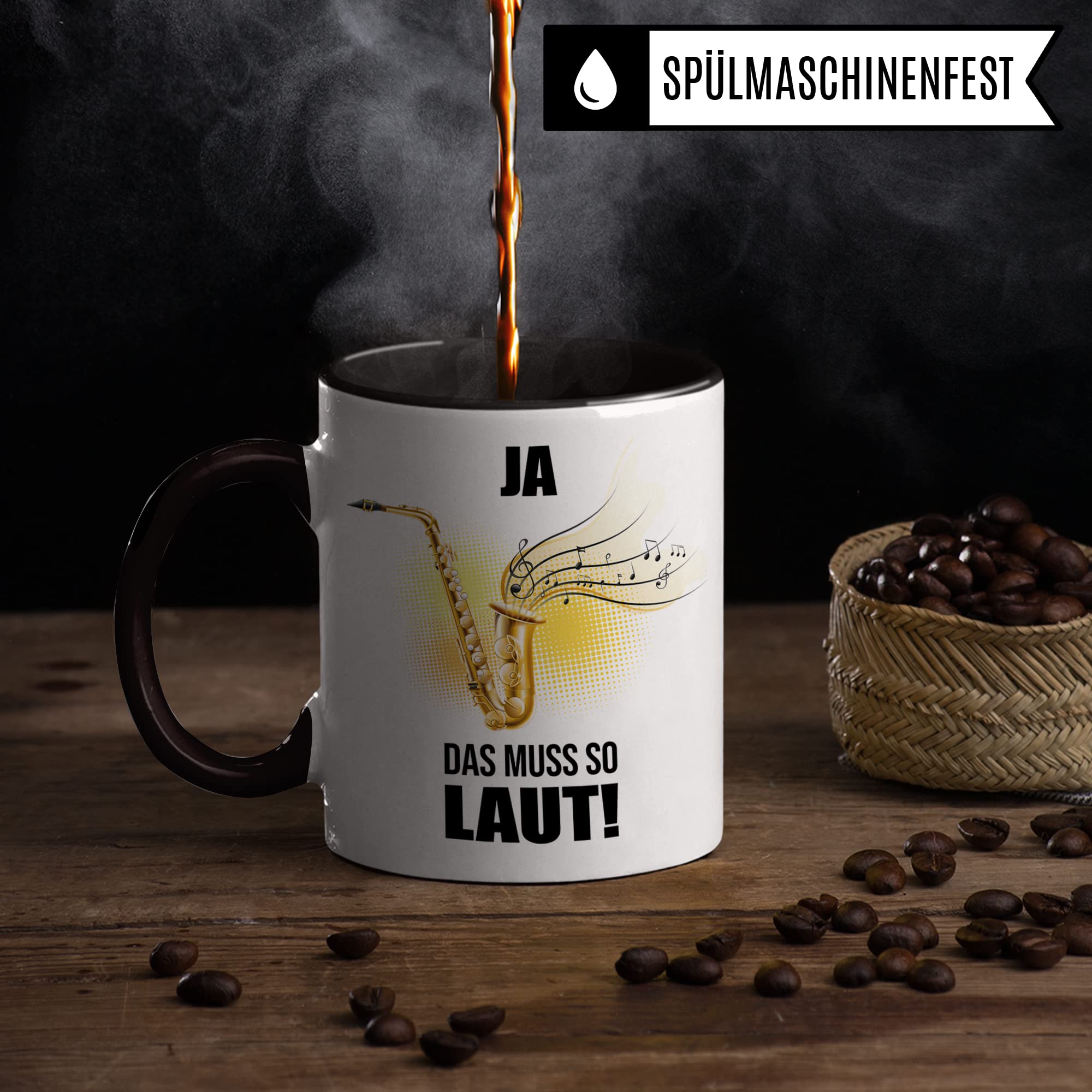 Saxophon Tasse - Musik Geschenk für Saxophonist Saxophonistin - Kaffeetasse Musiker Saxophonspieler - Instrument Geschenkideen Becher Saxofon Spruch Kaffeebecher