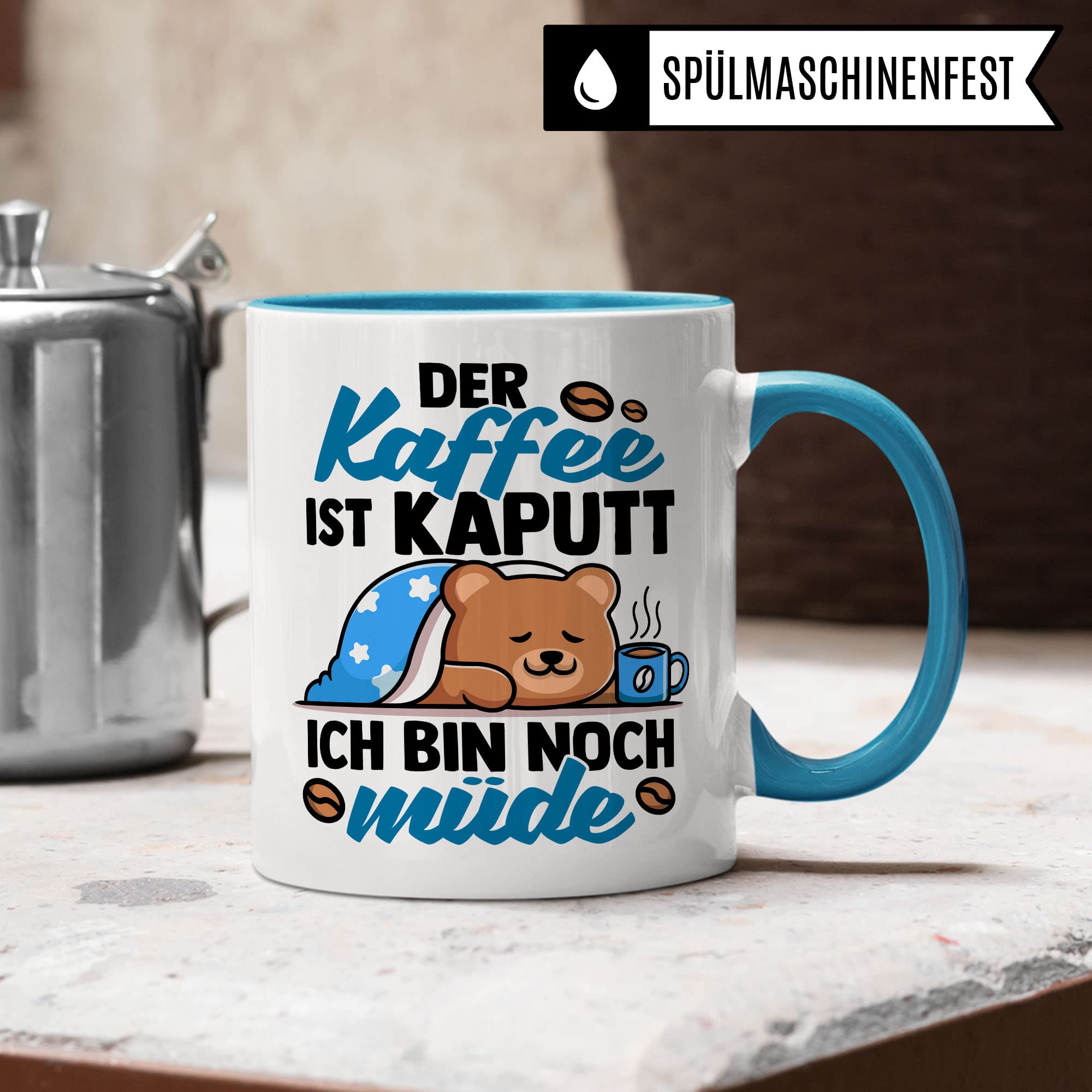 lustige Tasse mit Spruch: Der Kaffee ist kaputt Ich bin noch müde, Geschenk Lehrer Kollegen Büro lustig Sarkasmus sarkastische Spruch Kaffeebecher Kaffee-Liebhaber Morgenmuffel