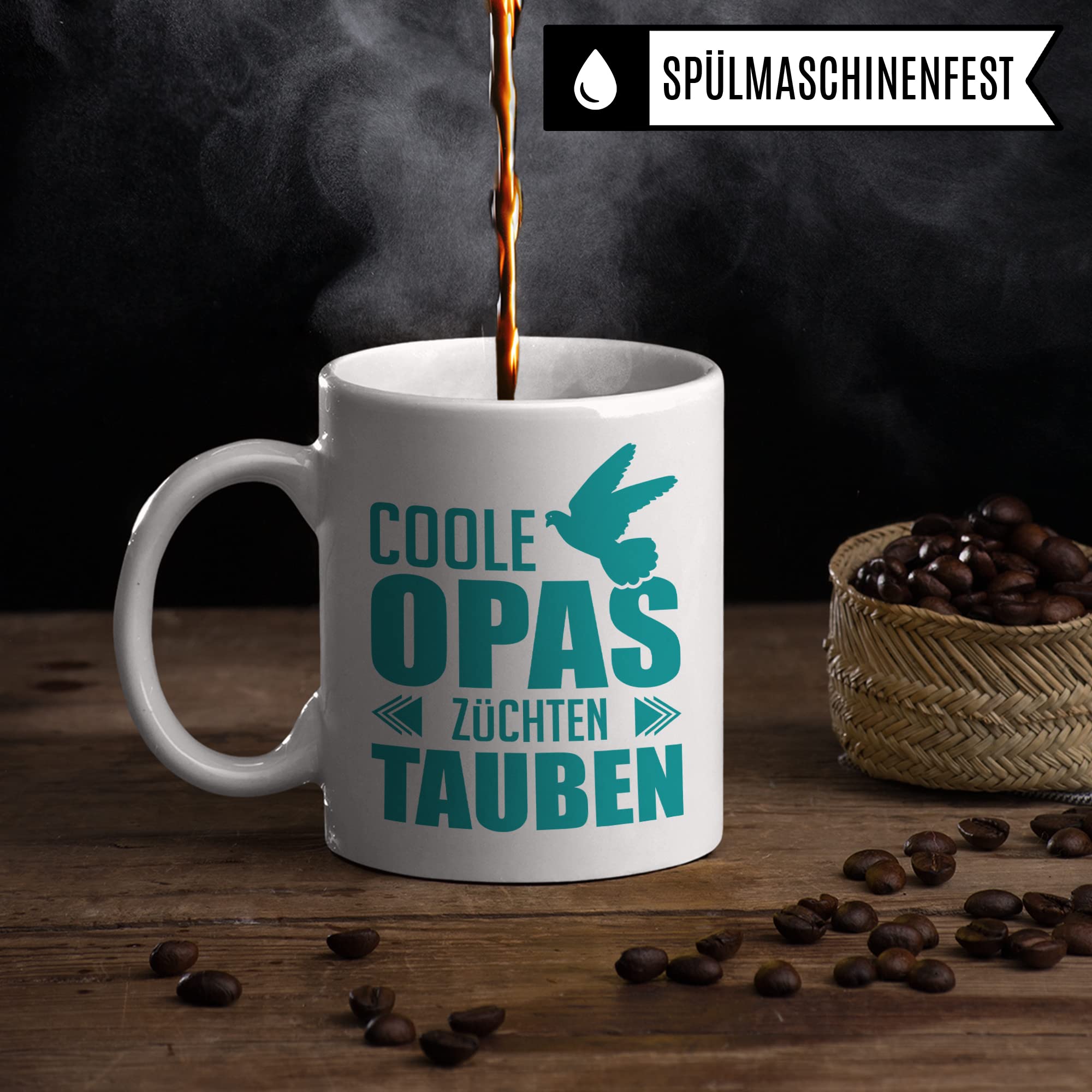 Tauben Züchter Tasse Geschenkidee, Kaffebecher mit Spruch lustig, Taubenzüchter Geschenk, Opa Kaffeetasse Humor Witz Geschenk für Großvater, Taube Teetasse