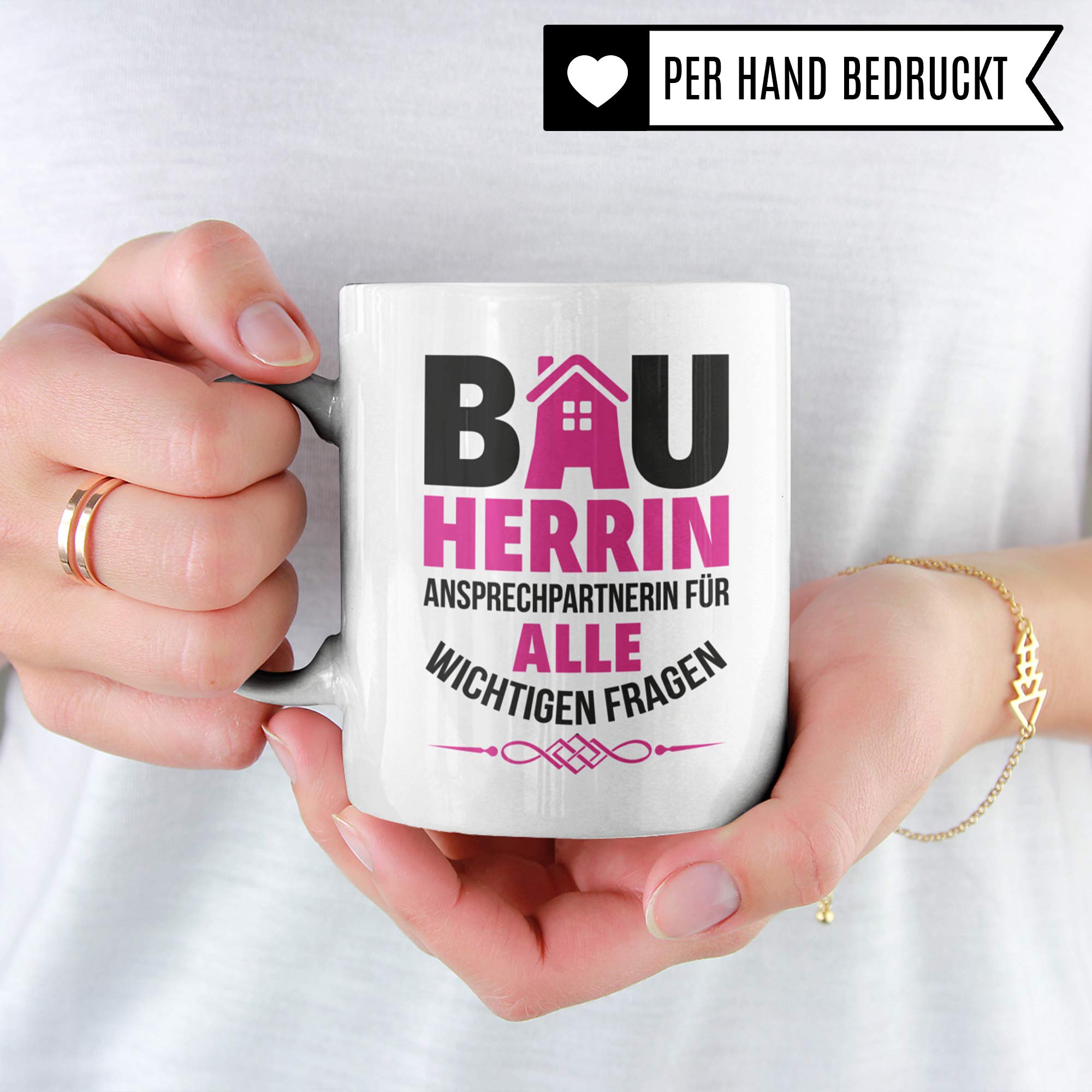 Pagma Druck Bauherrin Tasse Geschenk, Geschenke zum Richtfest, Bauherrin Bauherr Einweihung Becher, Hausbau Richtfest Geschenkideen, Einweihungsfeier Eigenheim Mitbringsel Kaffeetasse