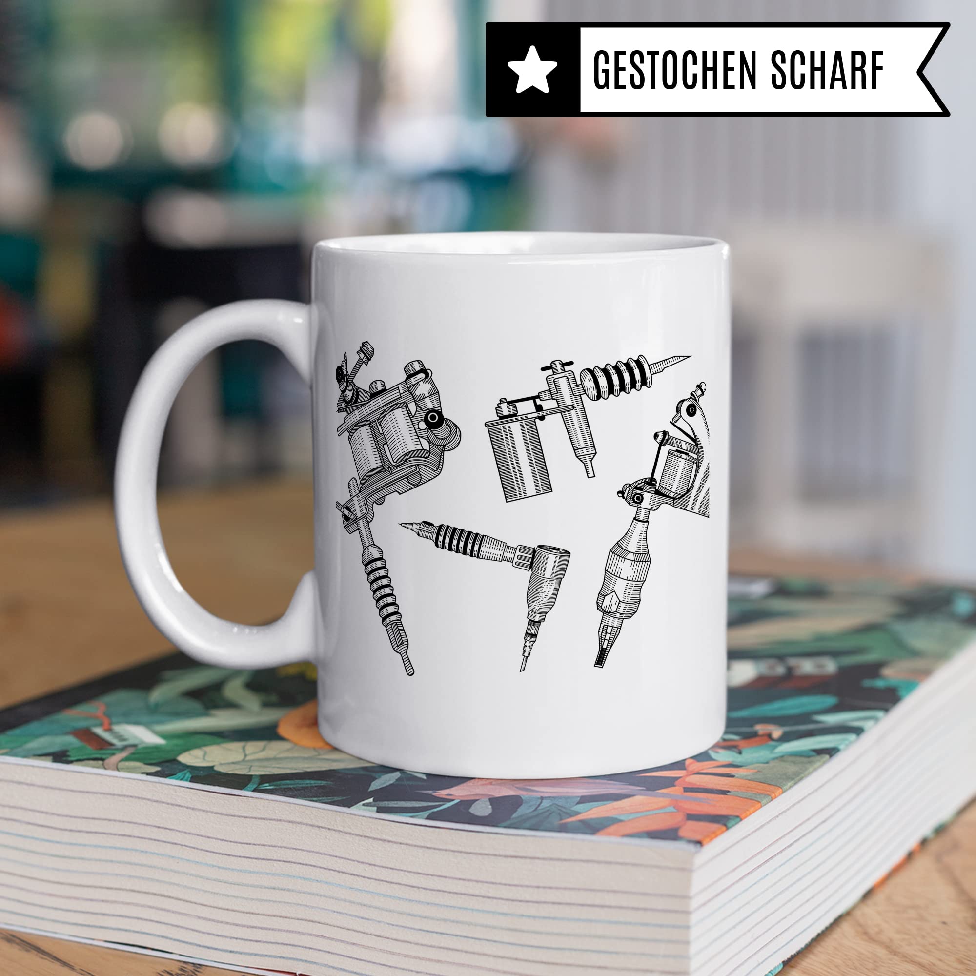 Tattoo Tasse, Tattoo Maschine Spruch, Geschenk Tattowierer Tattoo Motiv Spruch, Geschenkidee Tattowierte Beruf Tattoowierer Kaffeetasse schönes Motiv