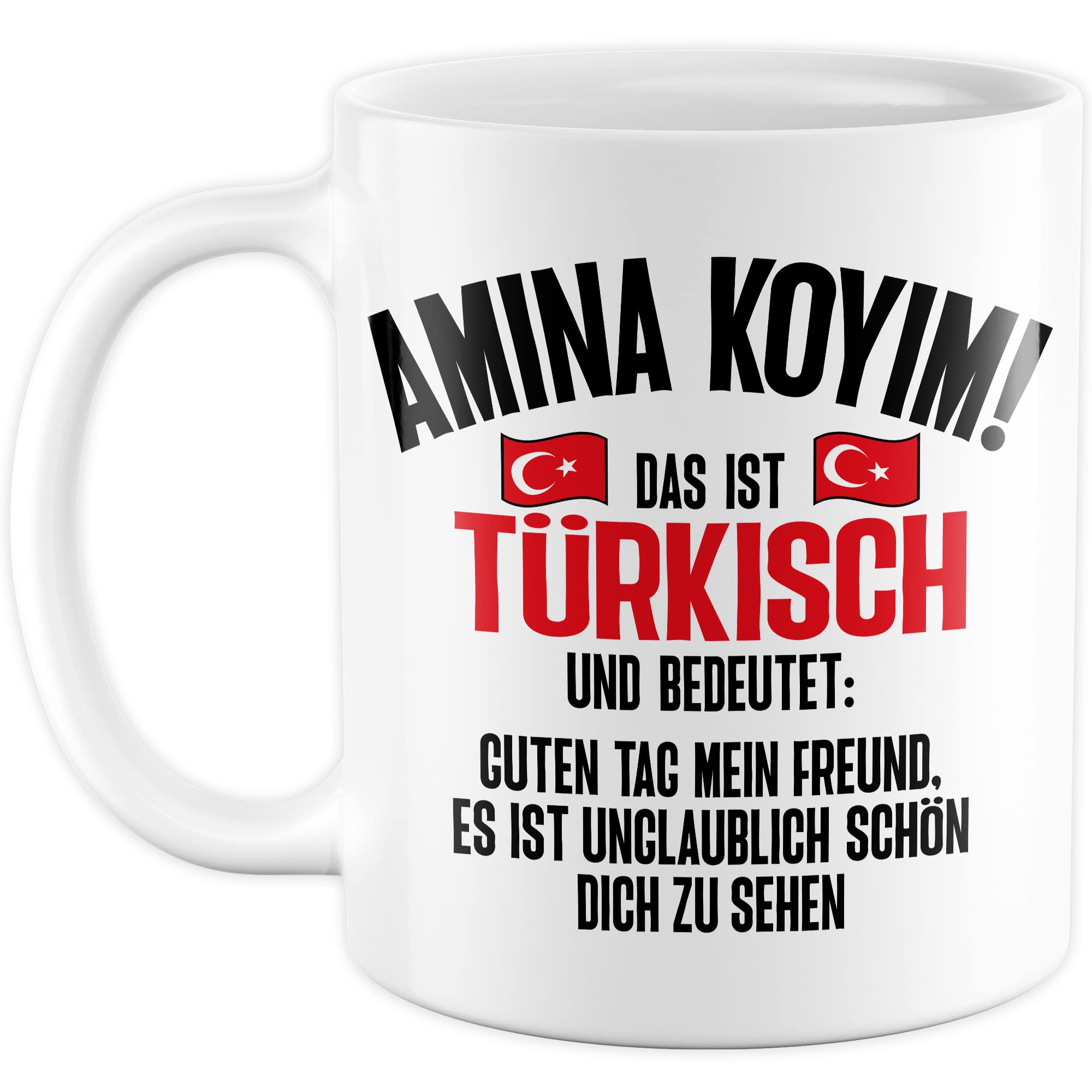 Amina Koyim Tasse lustige Kaffeetasse mit Spruch türkisch Kaffee-Becher Türken Witz Amina Koyim Geschenkidee Türke Türkin Geschenk Türkei türkisch Sarkasmus Schimpfwort Beleidigung Sprache