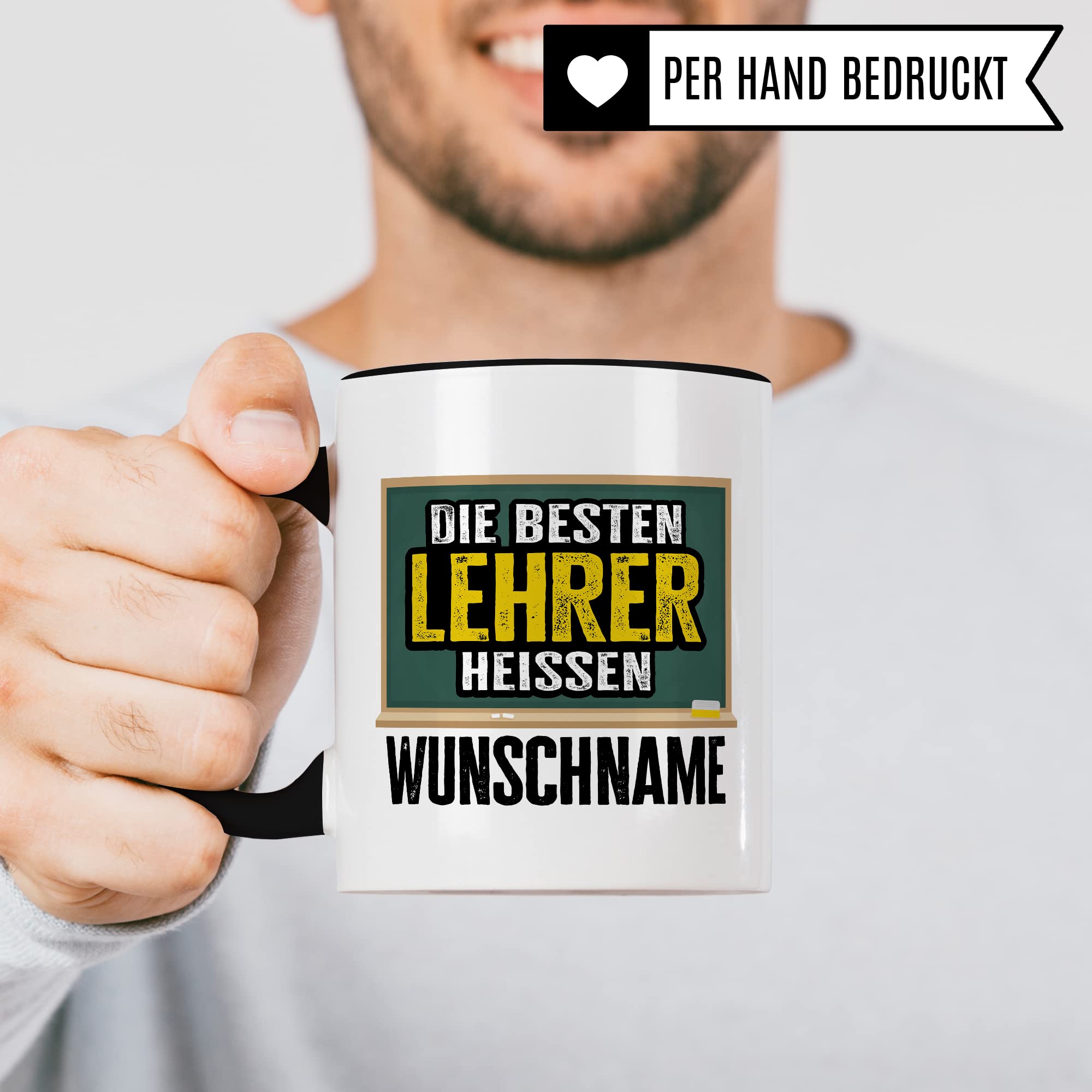 Bester Lehrer Tasse mit Spruch Geschenk Kaffee-Tasse personalisiert mit Namen Kaffee-Becher Lehrer lustig Geschenkidee Lehrerin personalisierbar Abschied Abschiedsgeschenk