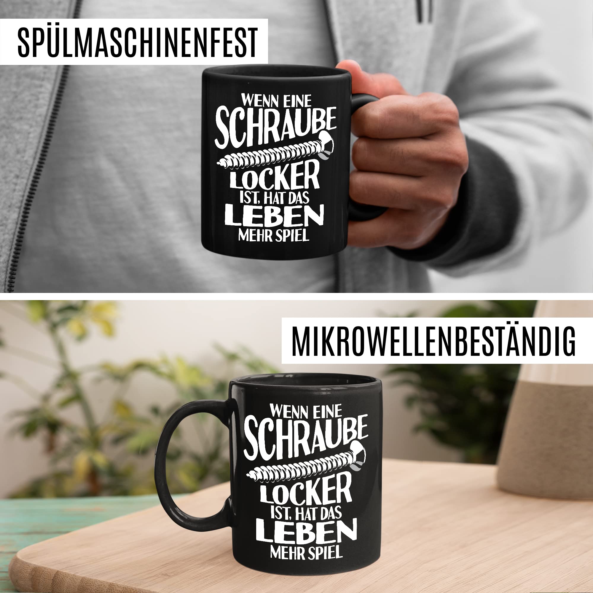 Handwerker Tasse Schrauben Kaffeetasse Mechatroniker Kaffee-Becher Schraube locker Männer Teetasse Geschenk Werkstadt Geschenkidee