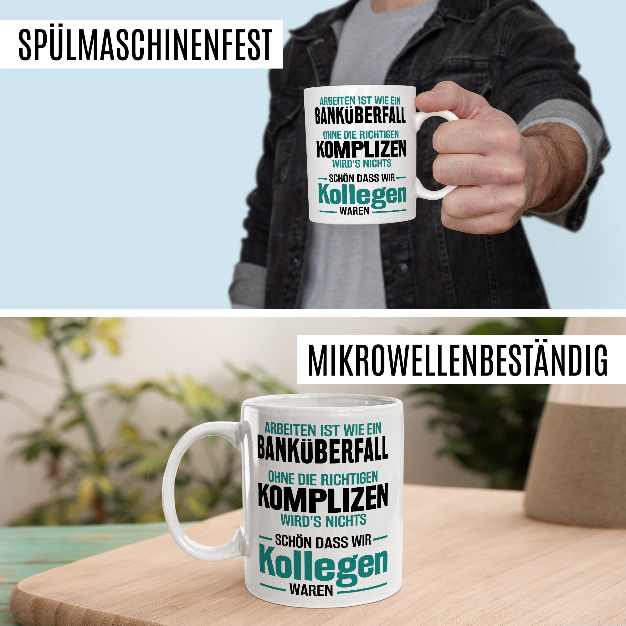 Jobwechsel Tasse Abschiedsgeschenk Kaffeetasse Spruch lustiger Kaffee-Becher Abschied Kollege Kollegin Ruhestand Geschenkidee Rente Geschenk Büro Arbeit Humor Schön dass wir Kollegen waren