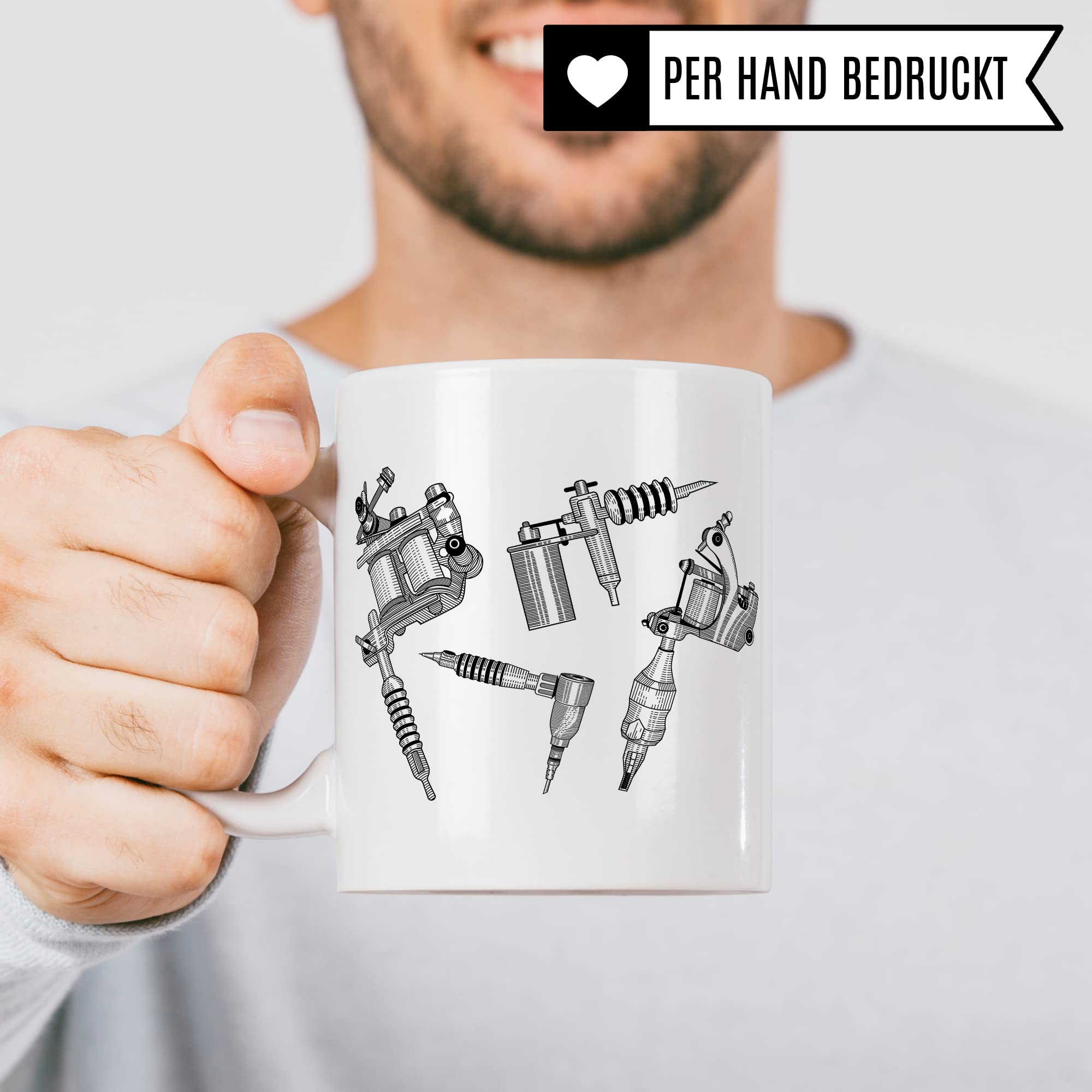 Tattoo Tasse, Tattoo Maschine Spruch, Geschenk Tattowierer Tattoo Motiv Spruch, Geschenkidee Tattowierte Beruf Tattoowierer Kaffeetasse schönes Motiv