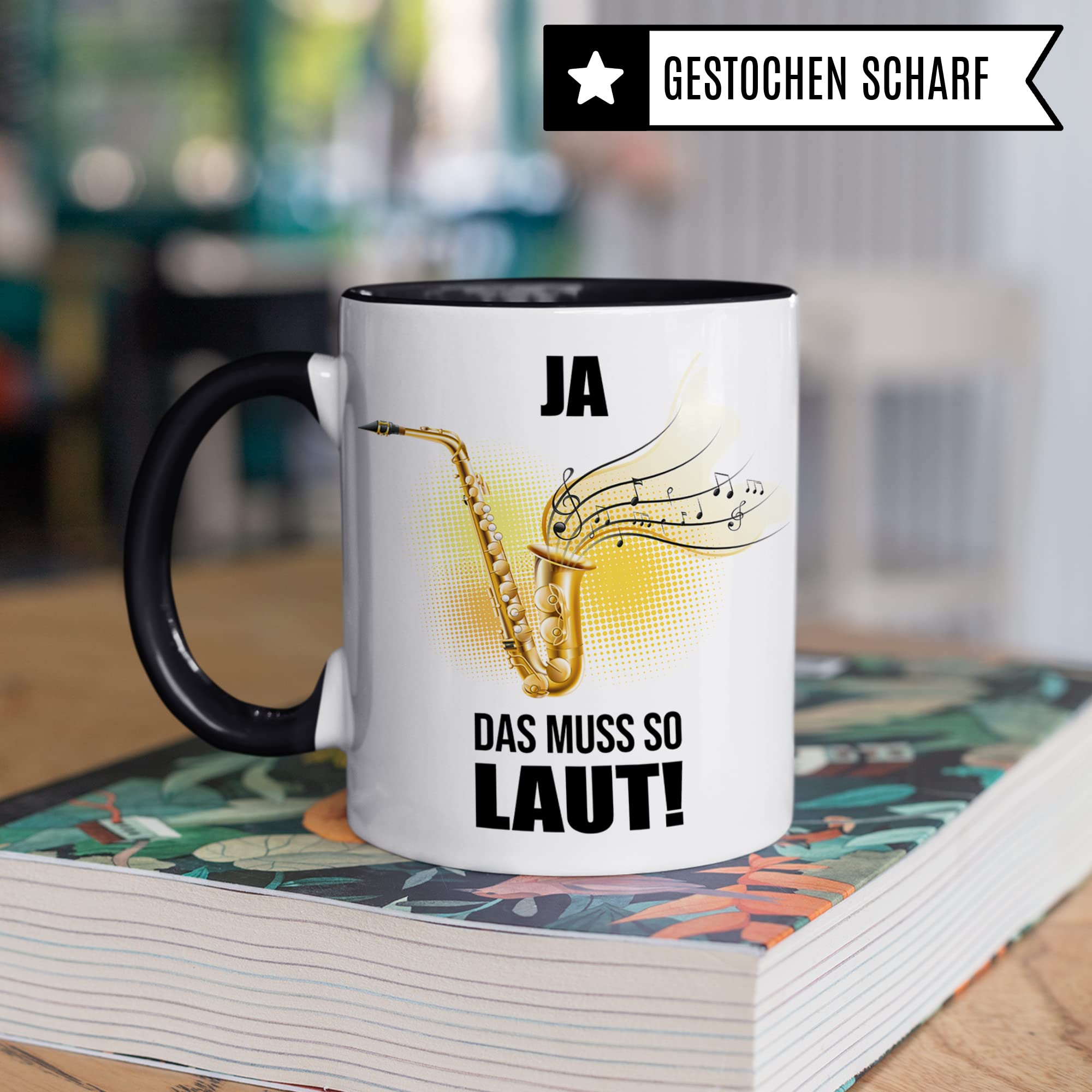 Saxophon Tasse - Musik Geschenk für Saxophonist Saxophonistin - Kaffeetasse Musiker Saxophonspieler - Instrument Geschenkideen Becher Saxofon Spruch Kaffeebecher