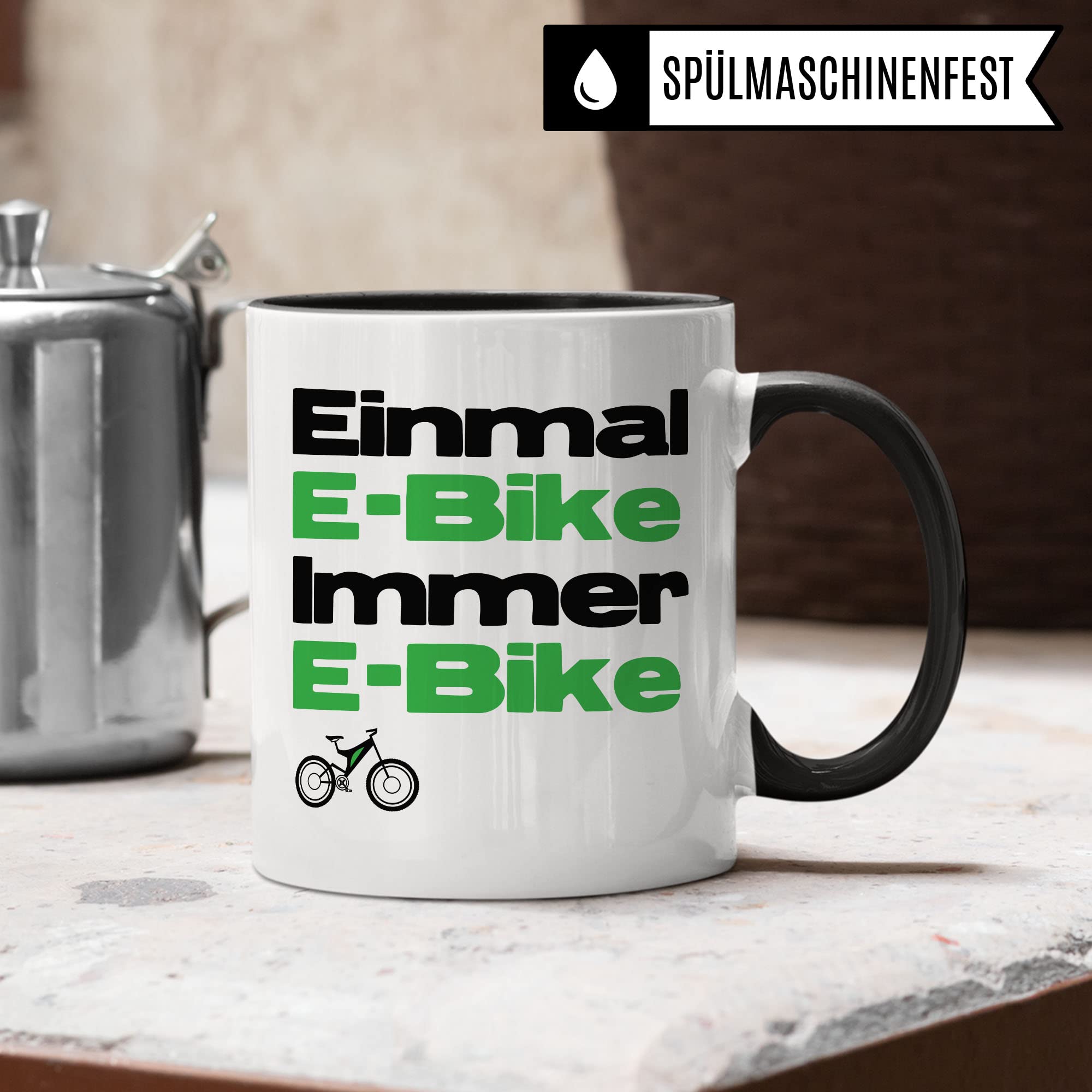 E-Bike Tasse Geschenk Fahrrad Kaffeetasse Geschenkidee für Fahrradfahrer Kaffeebecher Elektrofahrrad Becher