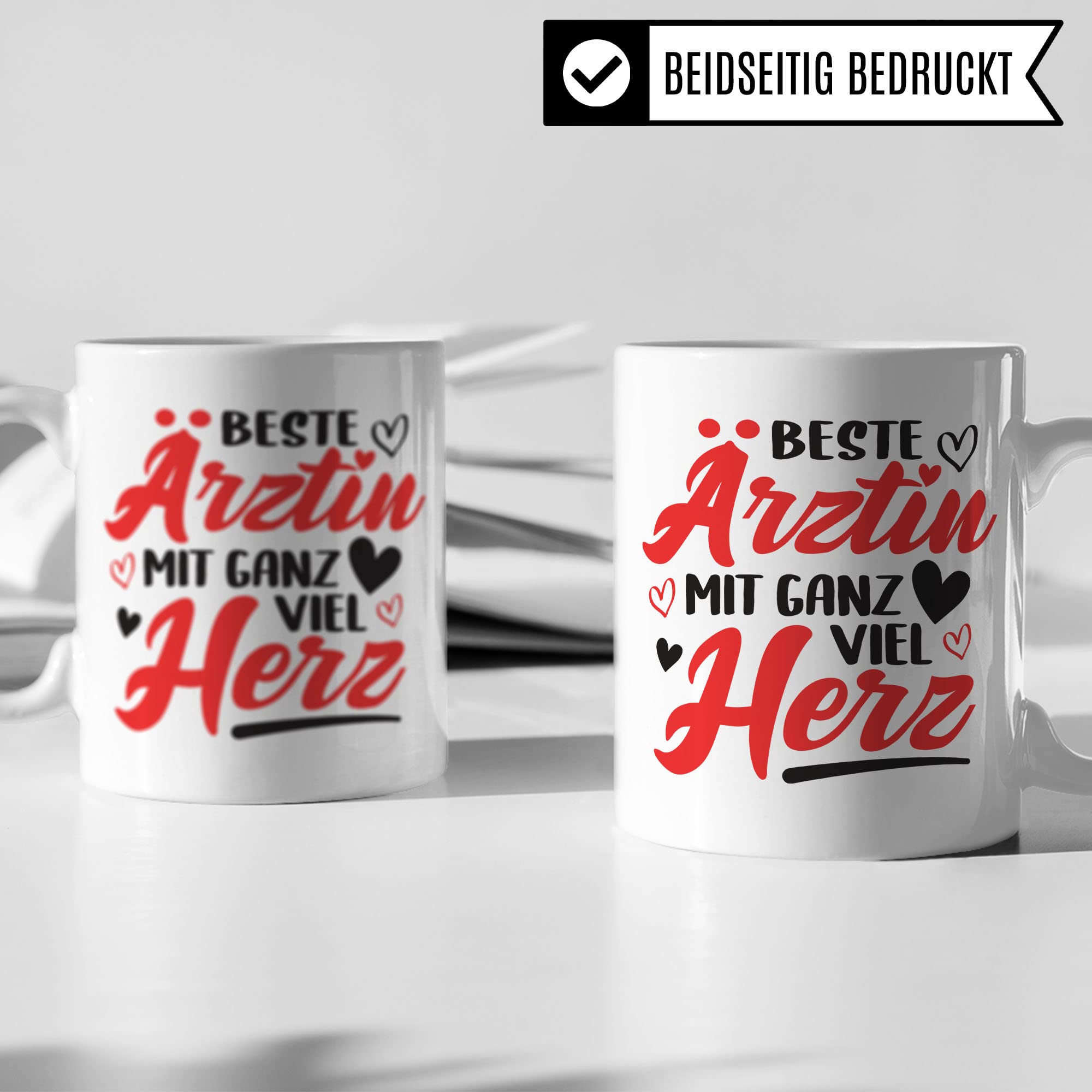 Ärztin Tasse, Beste Ärztin mit ganz viel Herz, Ärztin Geschenk Dankeschön Promotion Tasse schöner Spruch schönes Motiv Kaffeetasse Arzt Beruf, Geschenk für die besten Ärztin