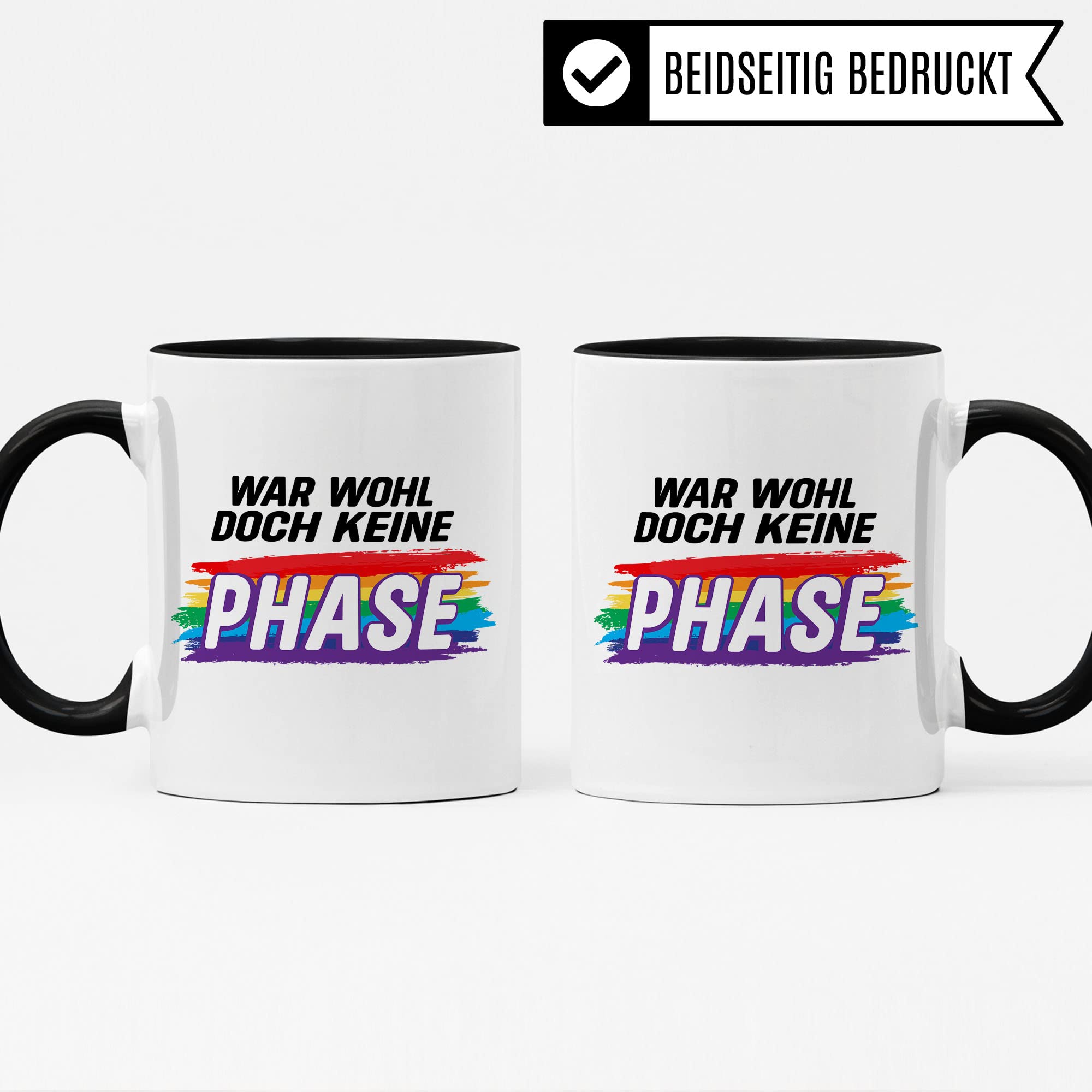 Tasse LGBTQI+ , War wohl doch keine Phase, Gay Pride Geschenk Spruch lustig Motiv Geschenkidee Kaffeetasse outing LGBT queer schwul lesbisch Spruch