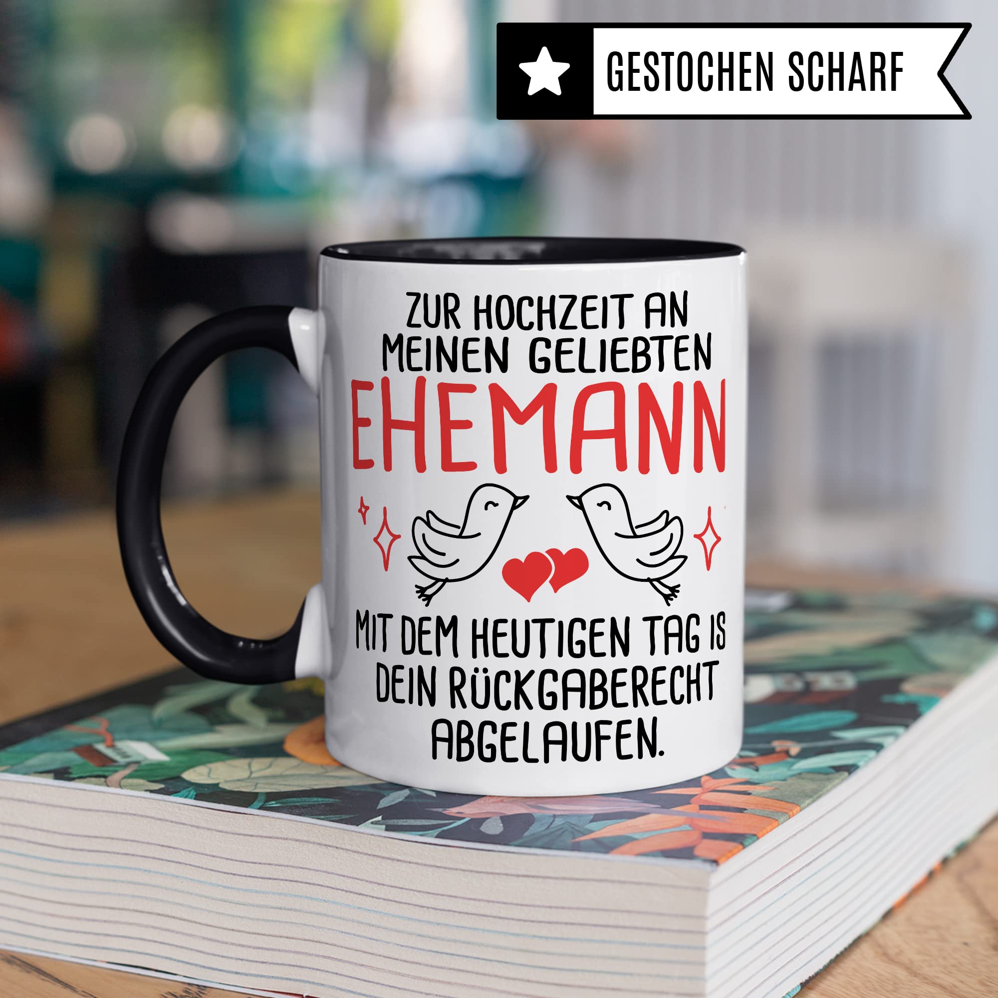 Tasse Ehemann Geschenk, Zur Hochzeit an meinen geliebten Ehemann Geschenkidee Frau Kaffee-Becher Kaffeetasse mit Spruch lustig Hochzeit Trauung Ehepartner Ehegatte