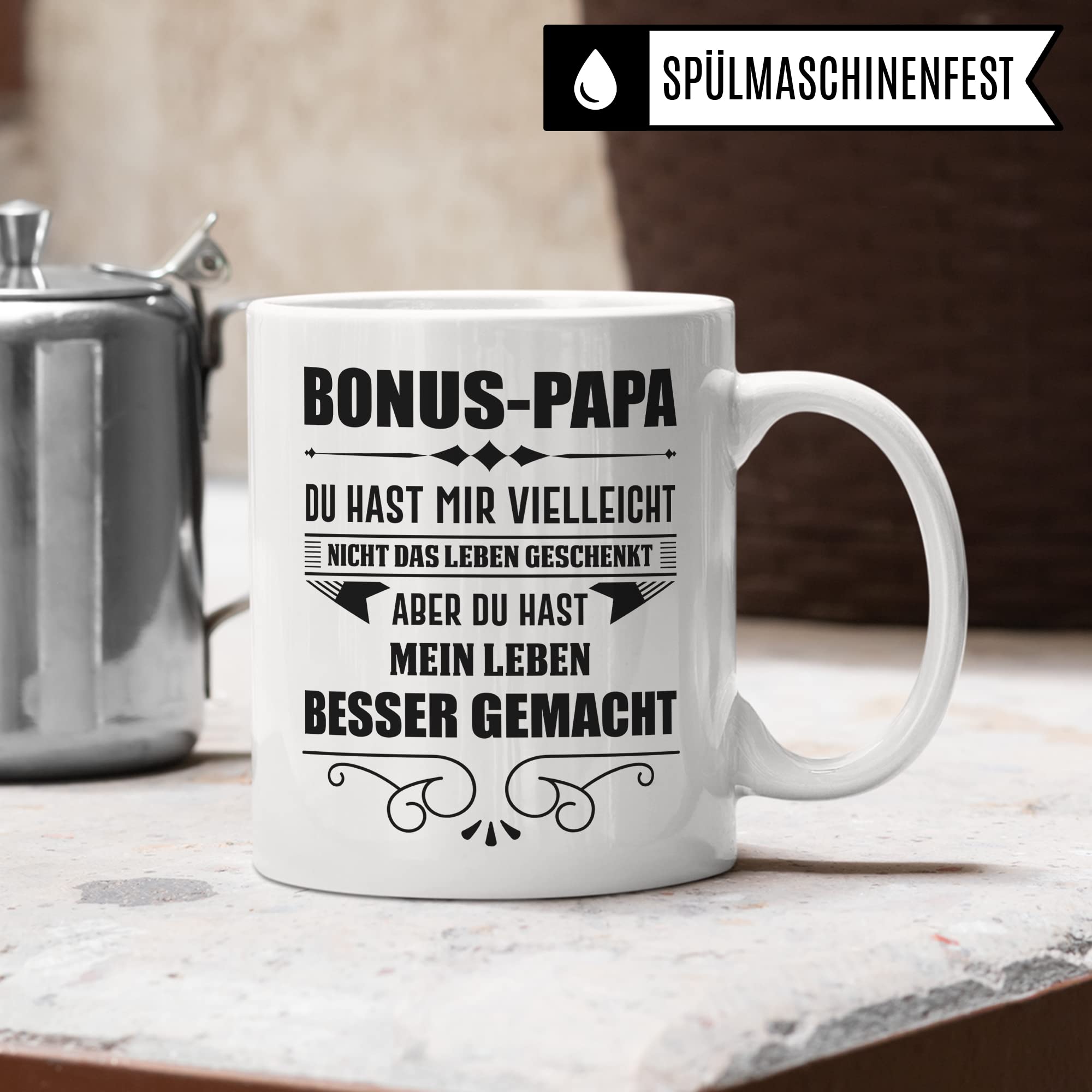 Pagma Druck Tasse Stiefvater - Bonus Papa Kaffeetasse Geschenk Spruch - Bonuspapa Stief Vater Geschenkidee Kaffeebecher