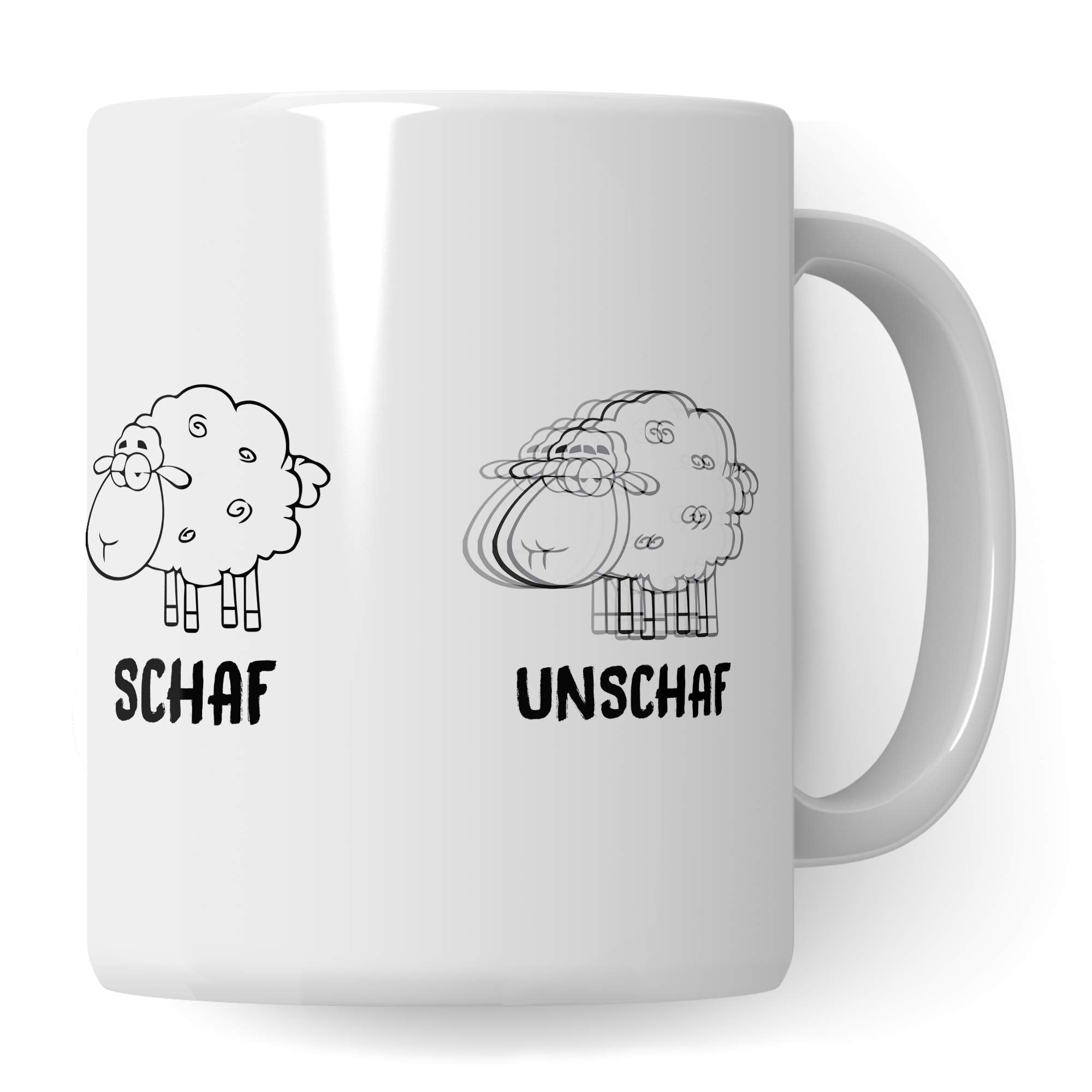 Schaf Unschaf Tasse - Witz Geschenk Becher lustig - Schafe Tiere Geschenkidee Wortwitz Kaffeetasse