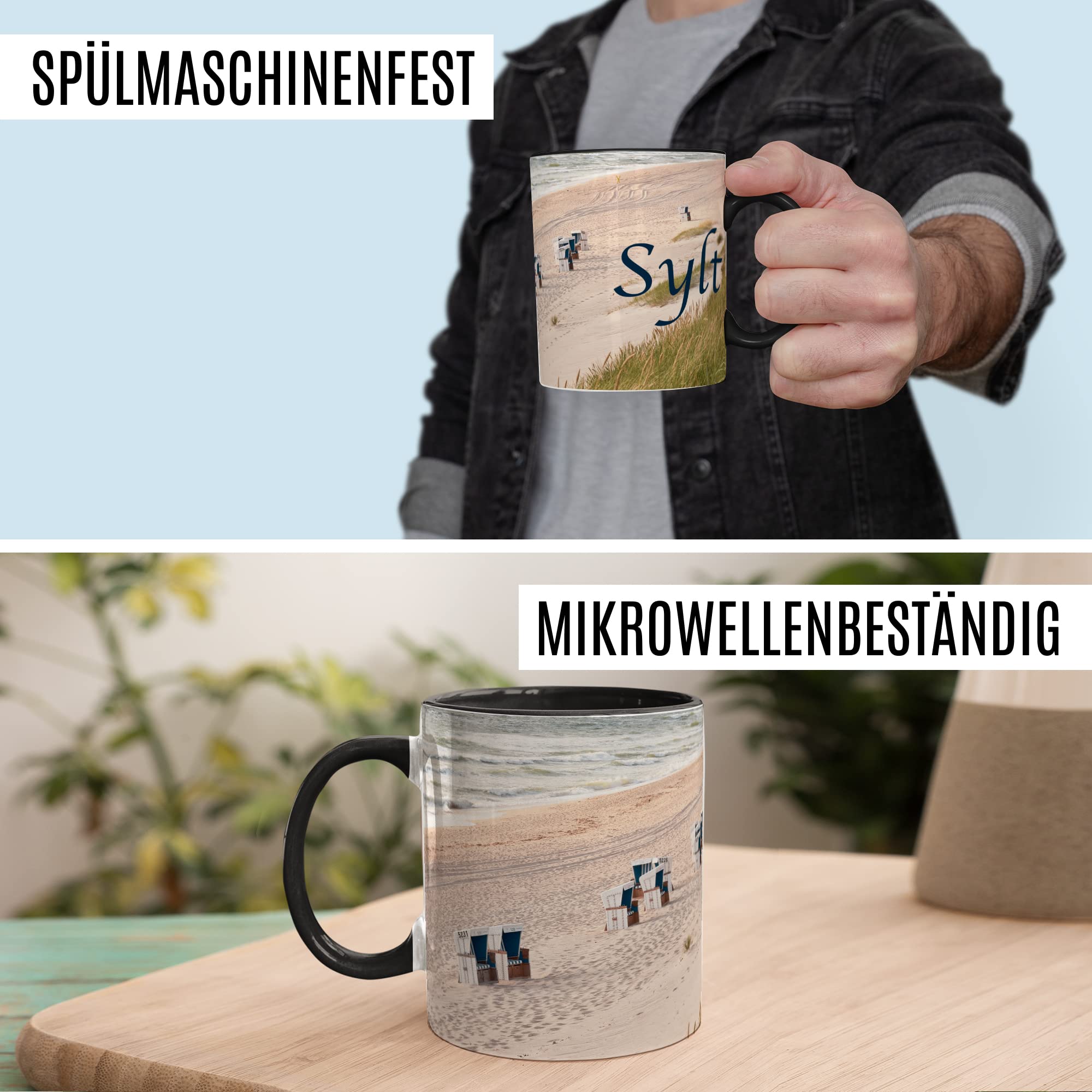 Tasse von Sylt Strandbild Kaffee-Tasse Kaffee-Becher Geschenkidee für Syltliebhaber Geschenk Syltfan Tasse Insel Sylt Urlaub
