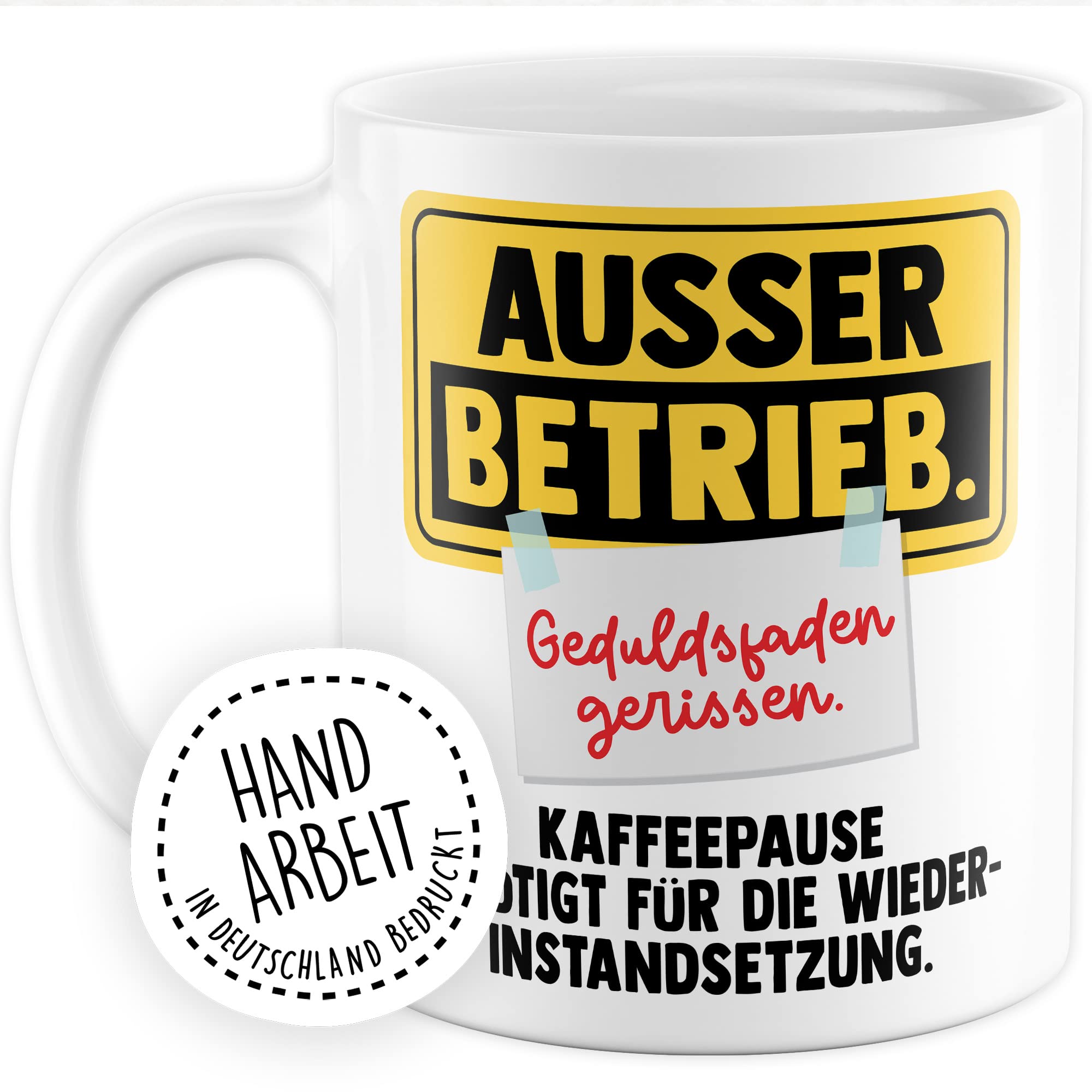 Büro Tasse Witz Geschenkidee Geduldsfaden Kaffeetasse Humor Geschenk für Kollegen Kaffeebecher Arbeits Becher