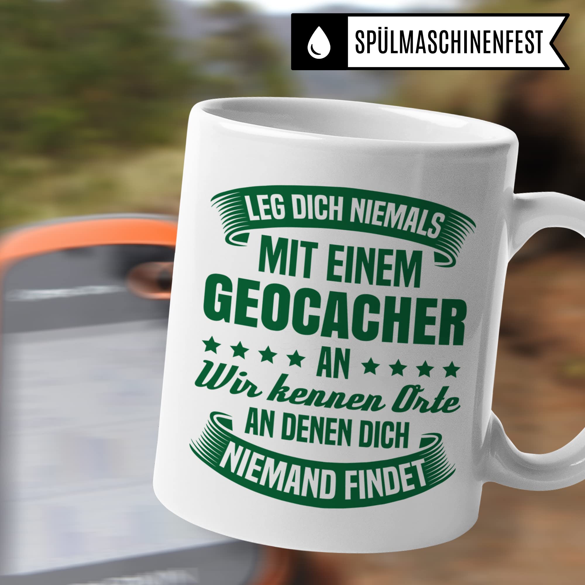 Geocacher Tasse, Geocaching Geschenk Cacher Kaffeebecher Kaffeetasse Humor Witz Geschenkidee für Geocaches Gps Becher