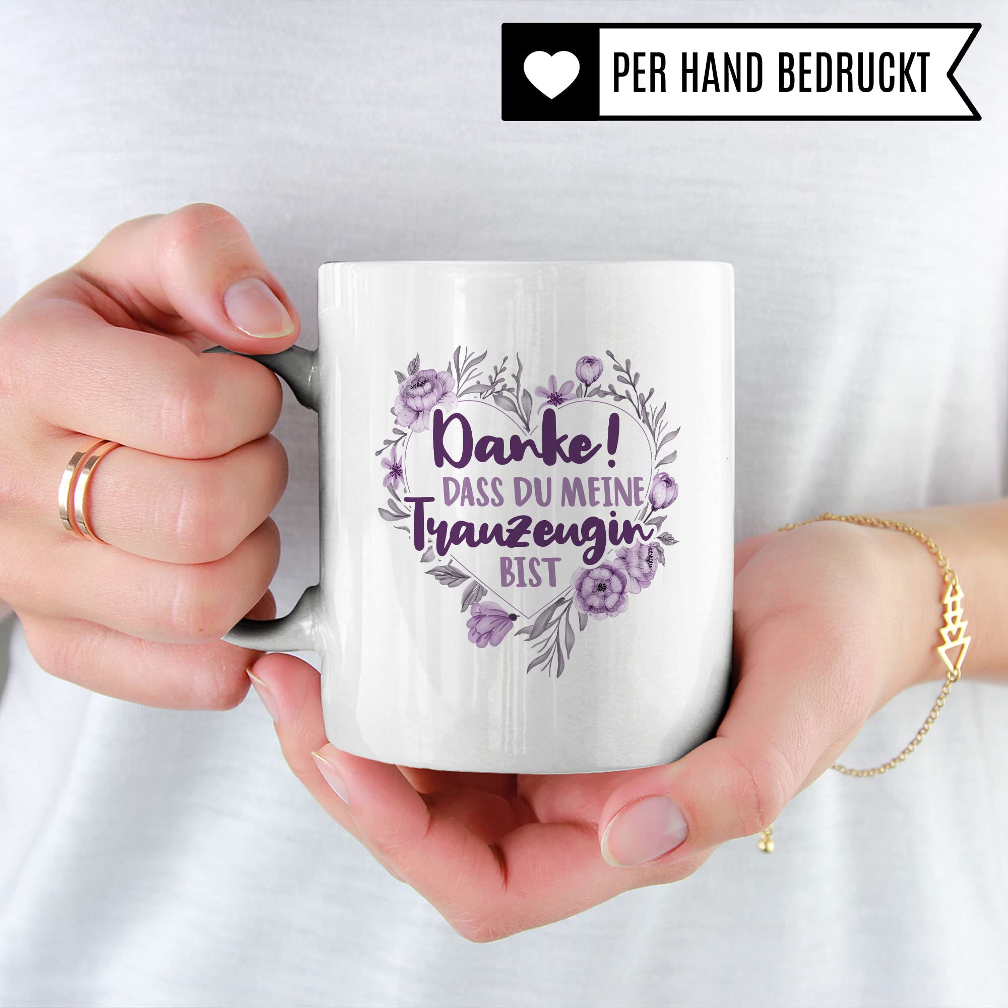 Trauzeugin Tasse DANKE! Dass du meine Trauzeugin bist Spruch Geschenk Trauzeugin süßes Motiv schöne Geschenkidee Kaffeetasse Teebecher Hochzeit Dankesgeschenk