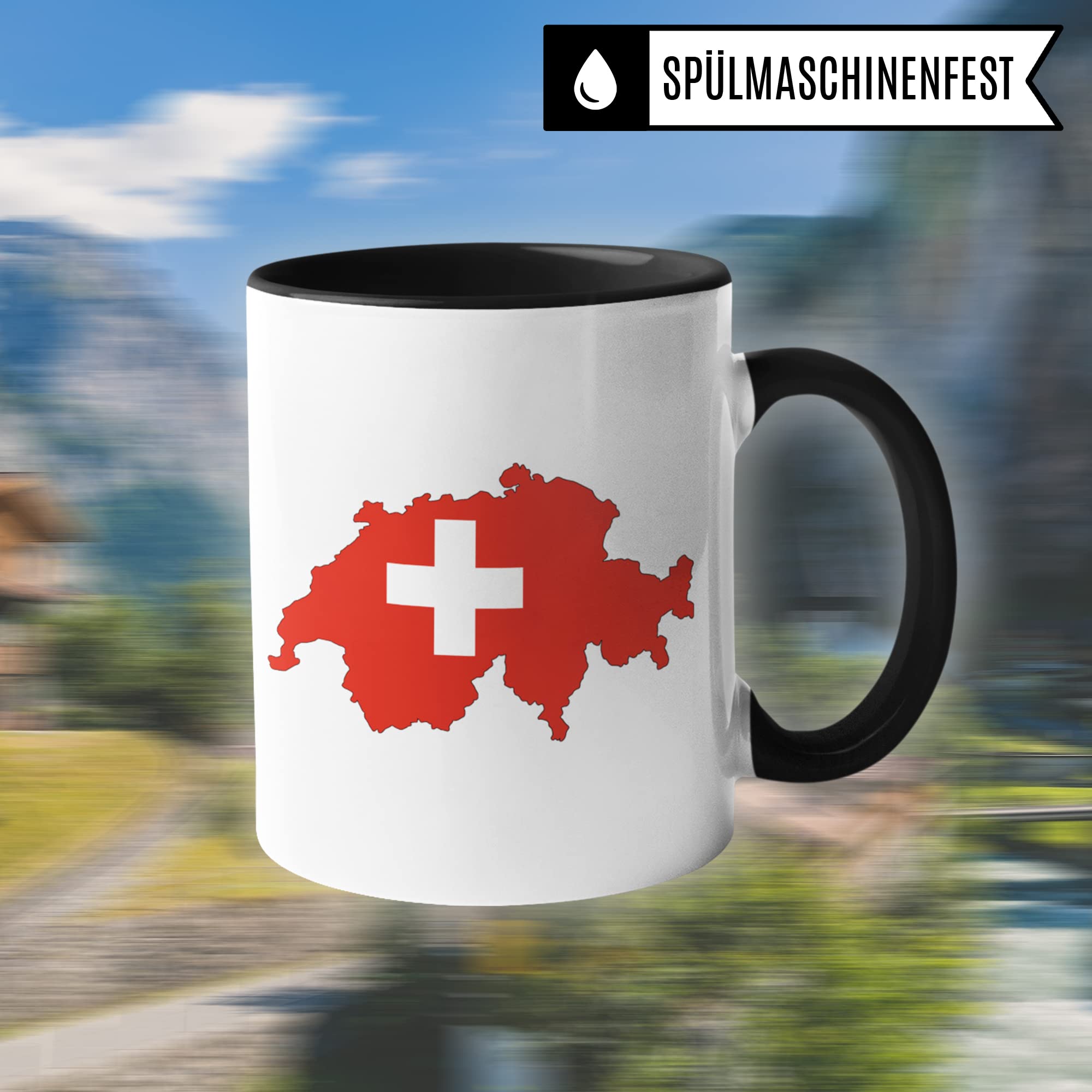 Schweiz Tasse Flagge, Geschenk Schweizerdeutsch Fahne, Kaffeetasse Schweizerdeutsch Schweizerin Schweizer Humor Witz Schweizerisch Becher